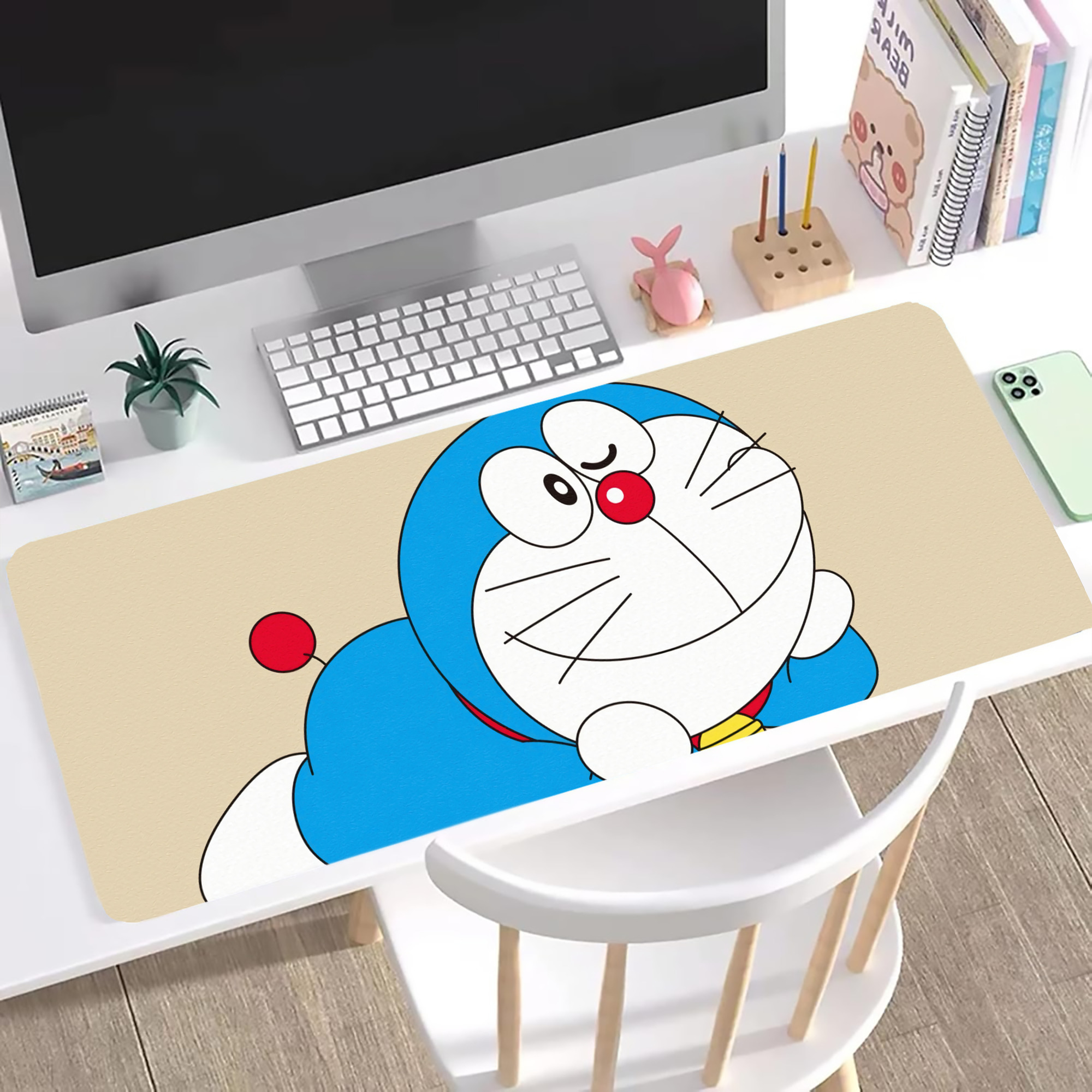 （画像用） ドラえもん Doraemon ステッチ加工 大判デスクマット／滑り止めマウスパッド