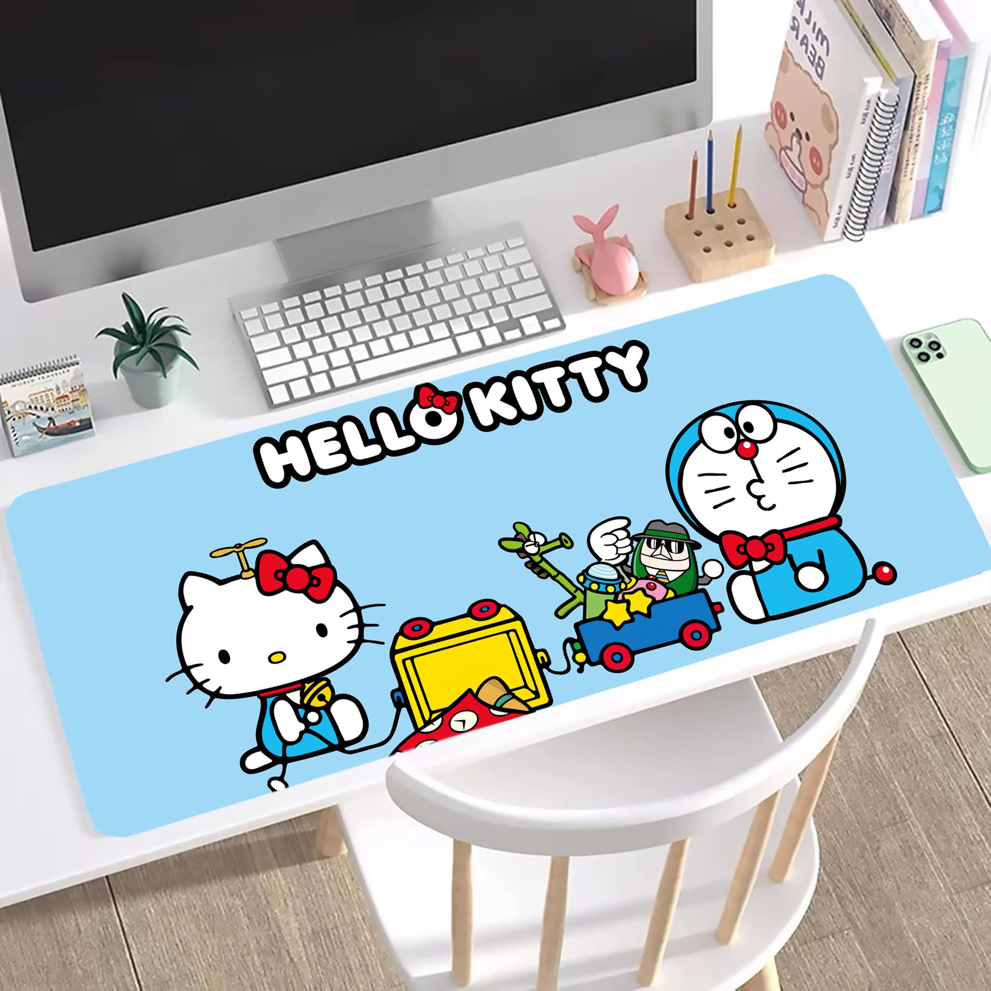 （画像用） ドラえもん Doraemon ステッチ加工 大判デスクマット／滑り止めマウスパッド