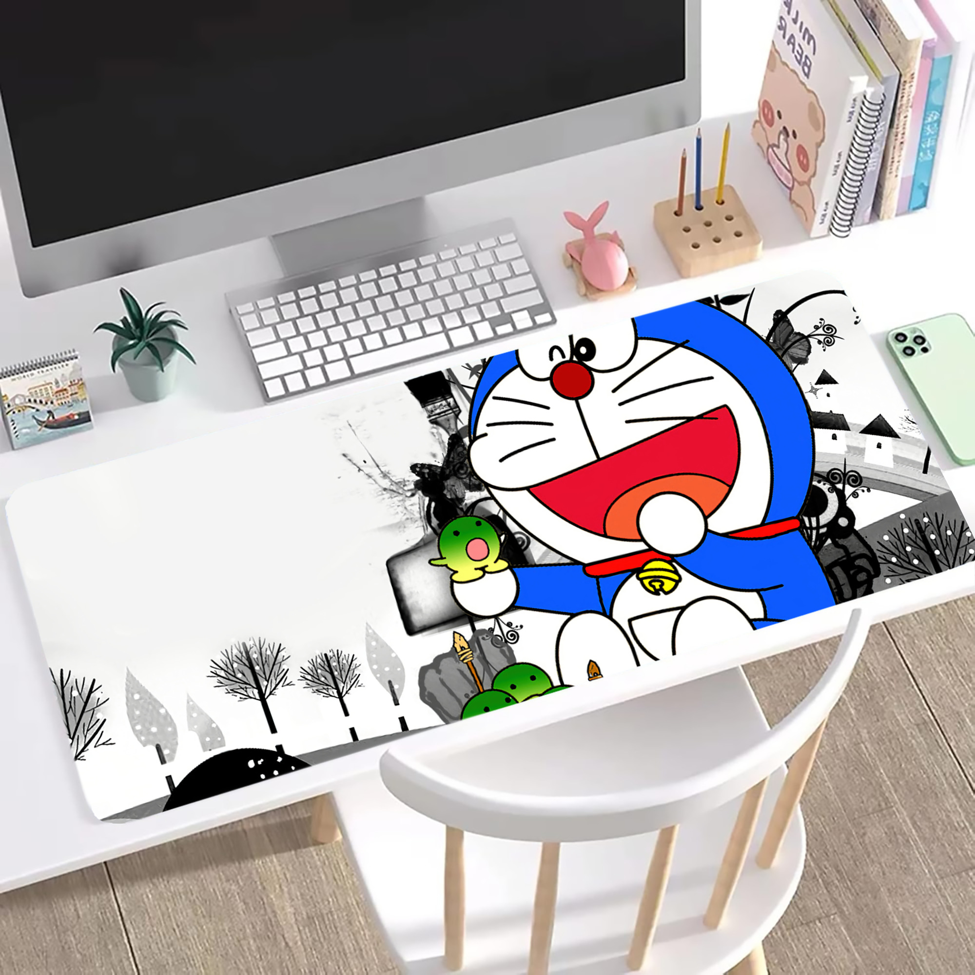 （画像用） ドラえもん Doraemon ステッチ加工 大判デスクマット／滑り止めマウスパッド