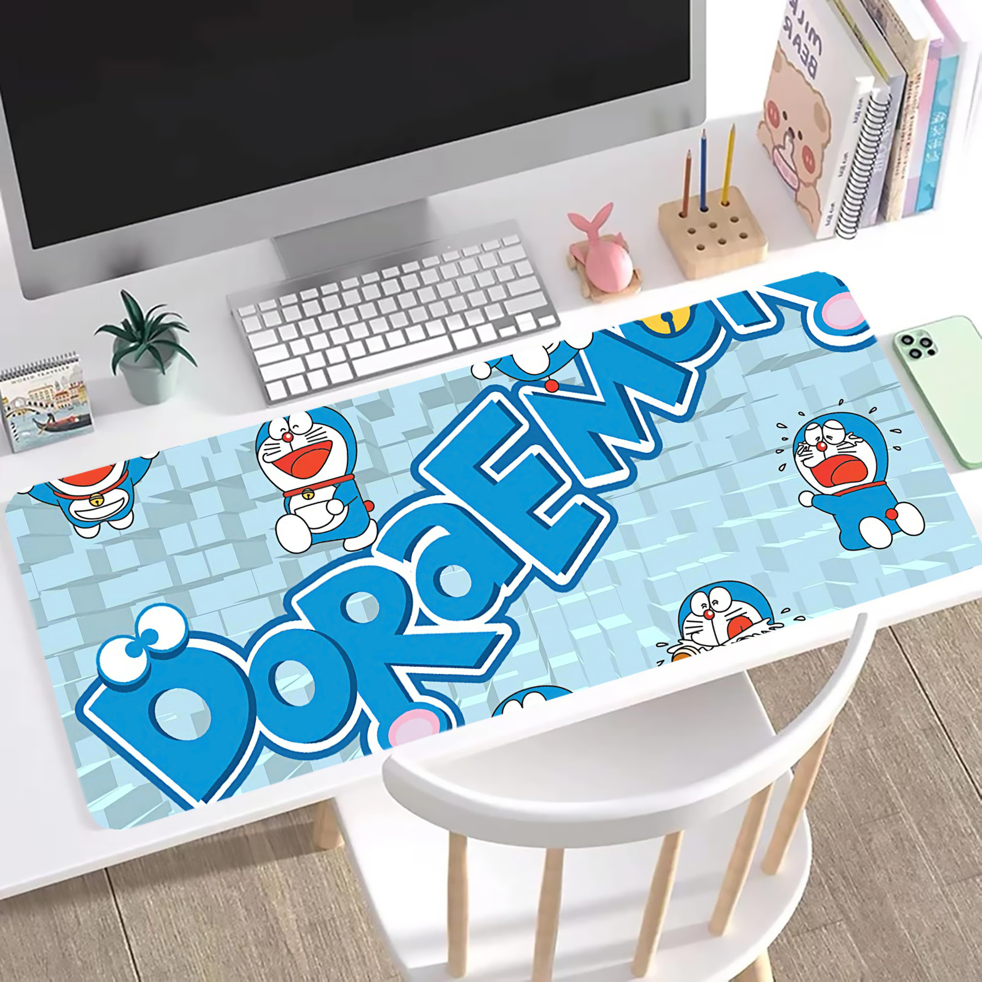 （画像用） ドラえもん Doraemon ステッチ加工 大判デスクマット／滑り止めマウスパッド
