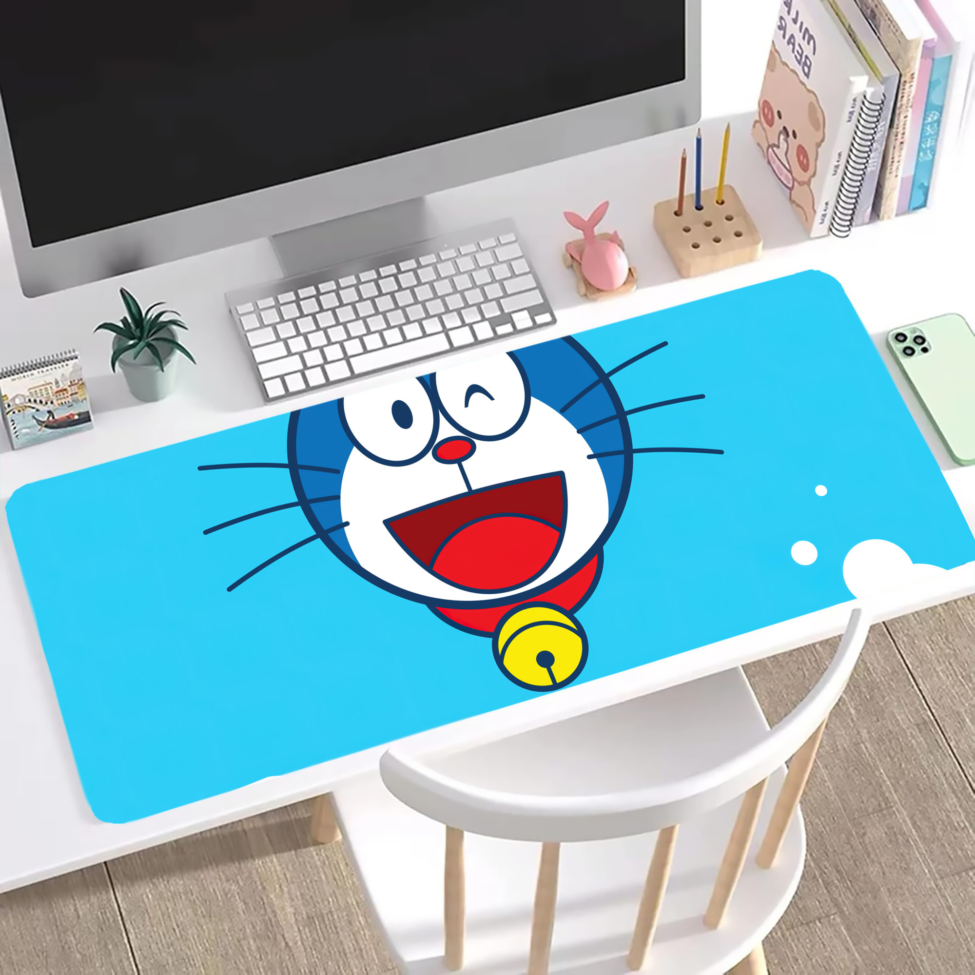 （画像用） ドラえもん Doraemon ステッチ加工 大判デスクマット／滑り止めマウスパッド