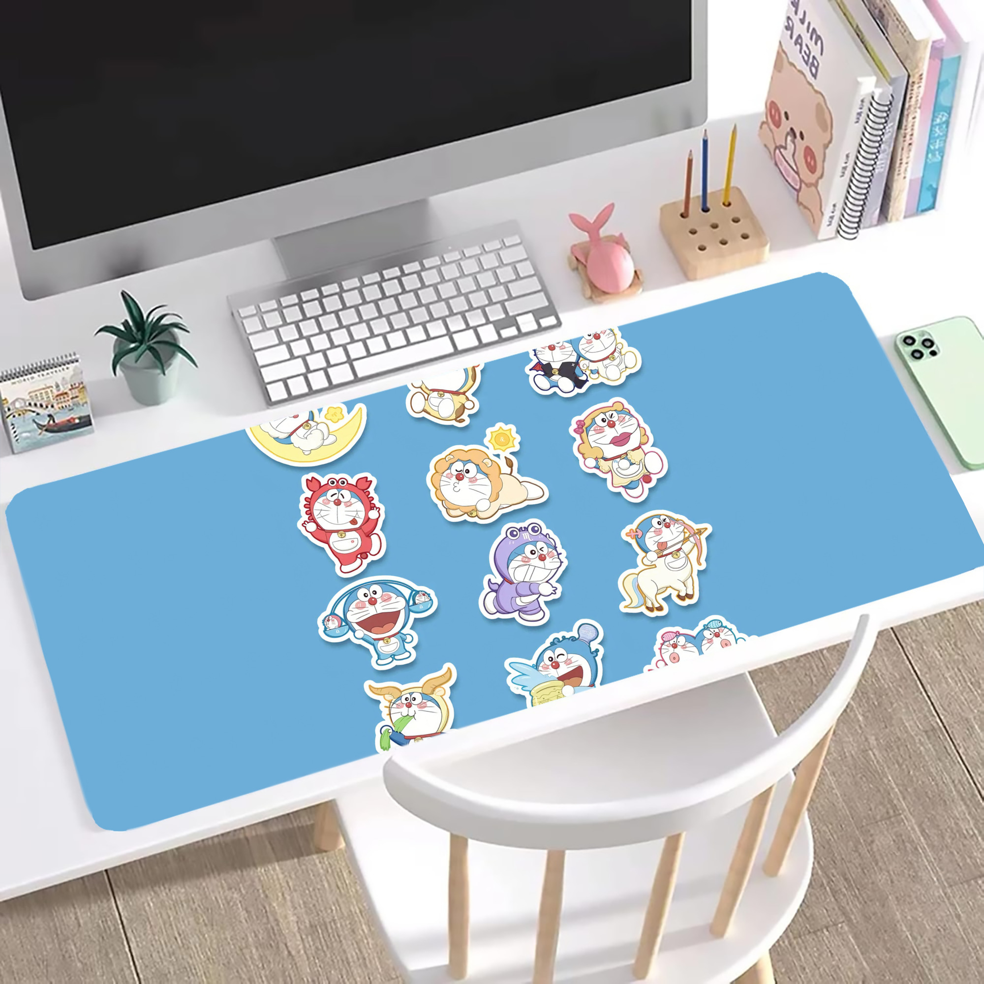 （画像用） ドラえもん Doraemon ステッチ加工 大判デスクマット／滑り止めマウスパッド