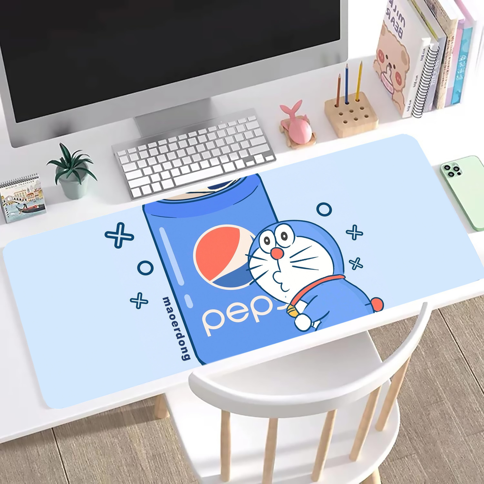 （画像用） ドラえもん Doraemon ステッチ加工 大判デスクマット／滑り止めマウスパッド