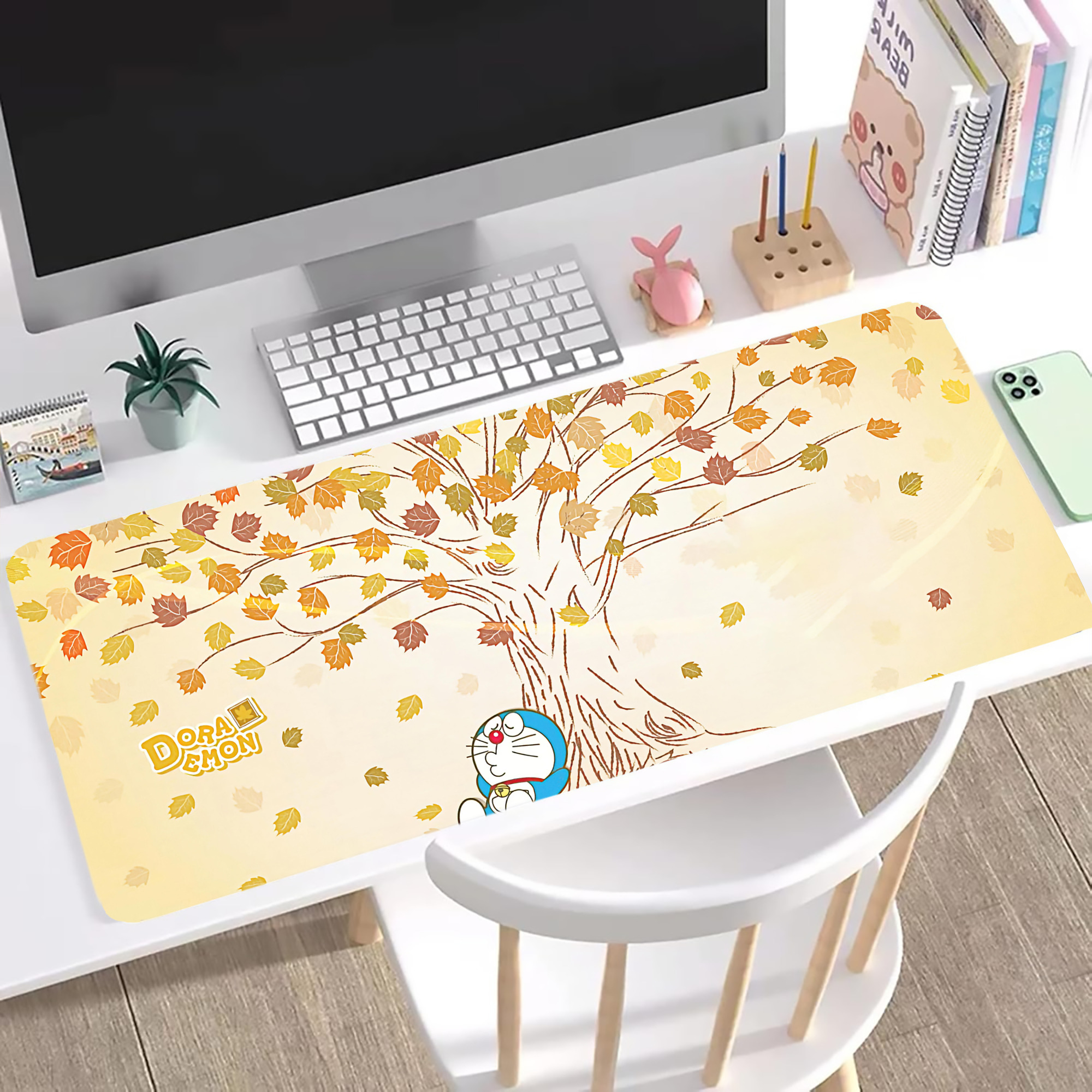 （画像用） ドラえもん Doraemon ステッチ加工 大判デスクマット／滑り止めマウスパッド