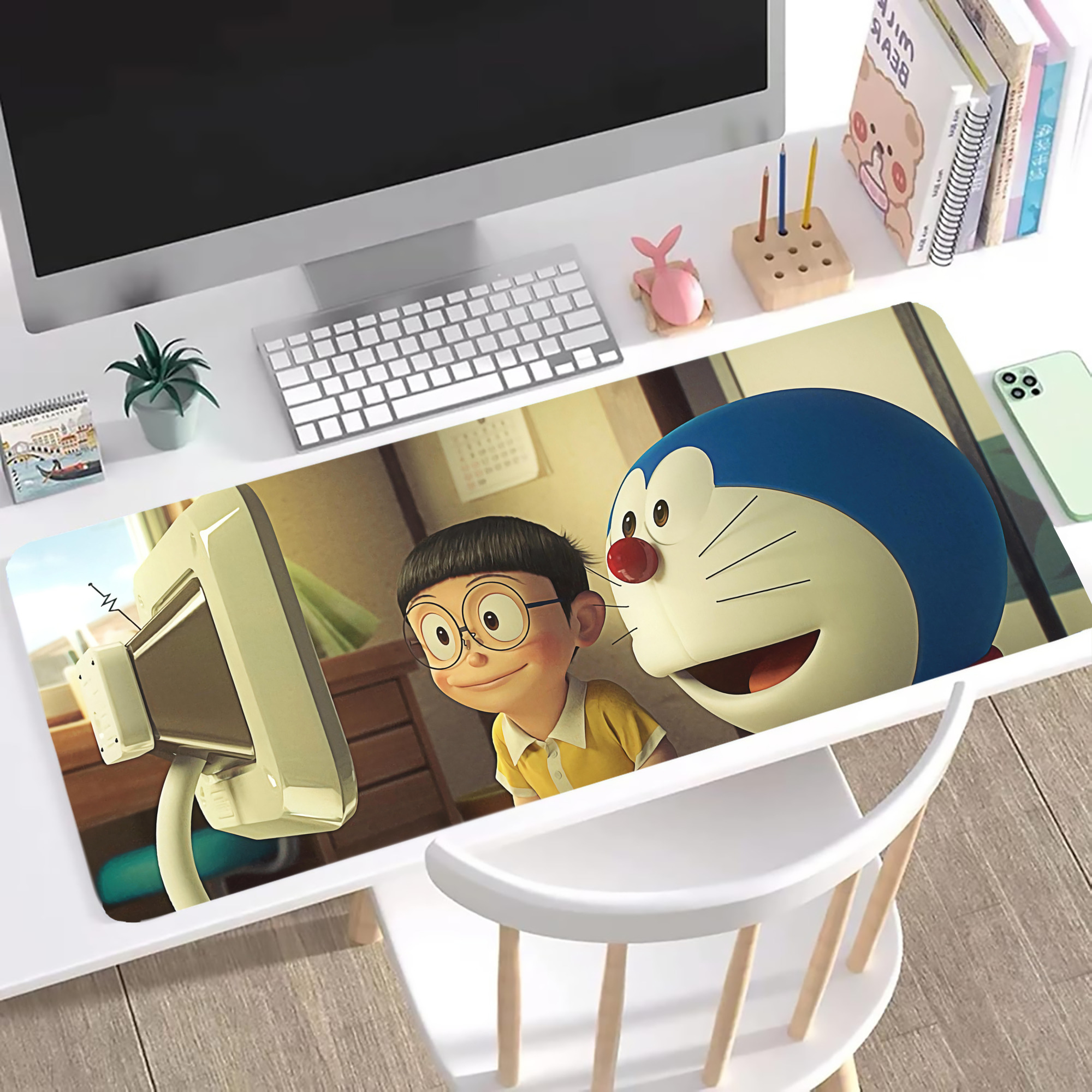 （画像用） ドラえもん Doraemon ステッチ加工 大判デスクマット／滑り止めマウスパッド