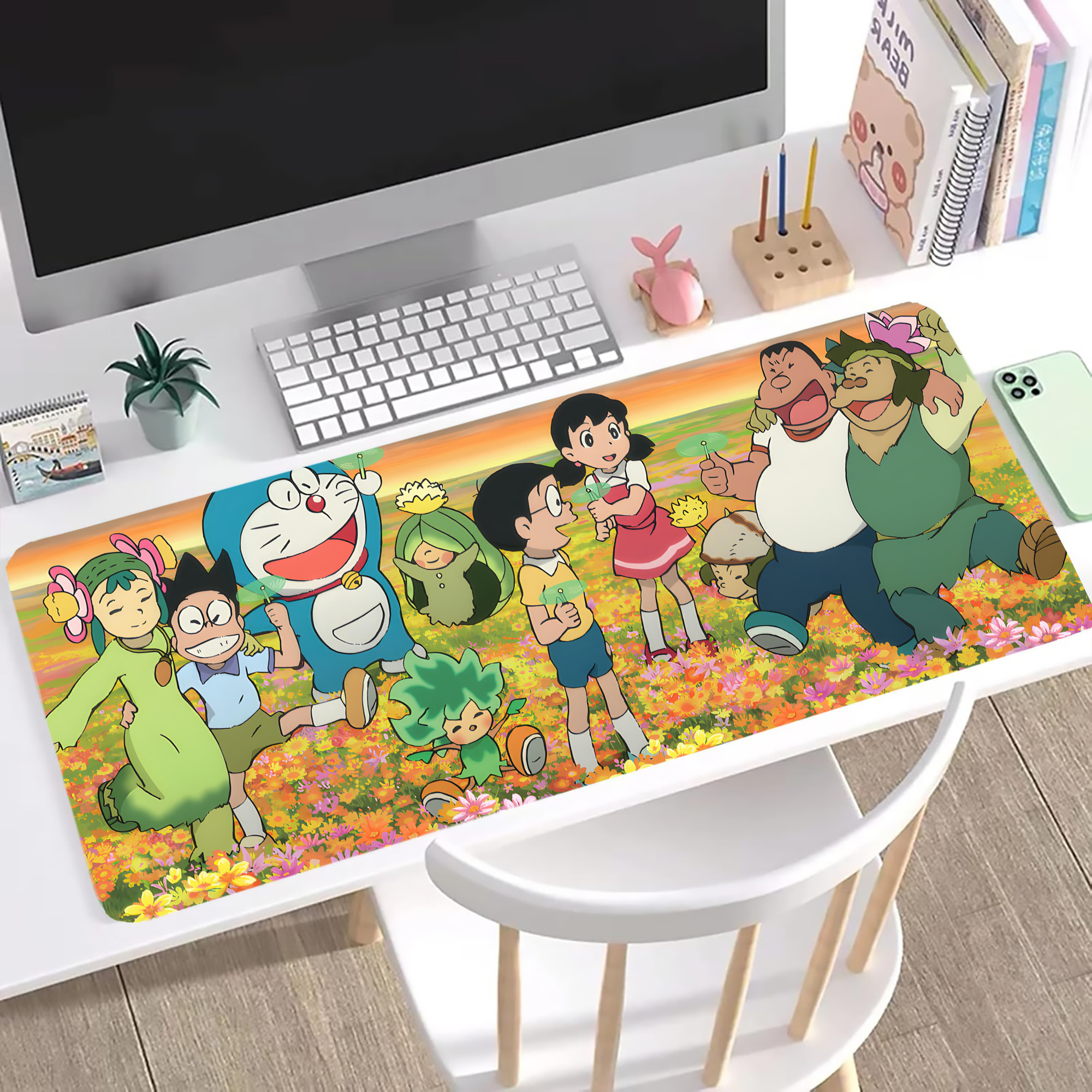 （画像用） ドラえもん Doraemon ステッチ加工 大判デスクマット／滑り止めマウスパッド