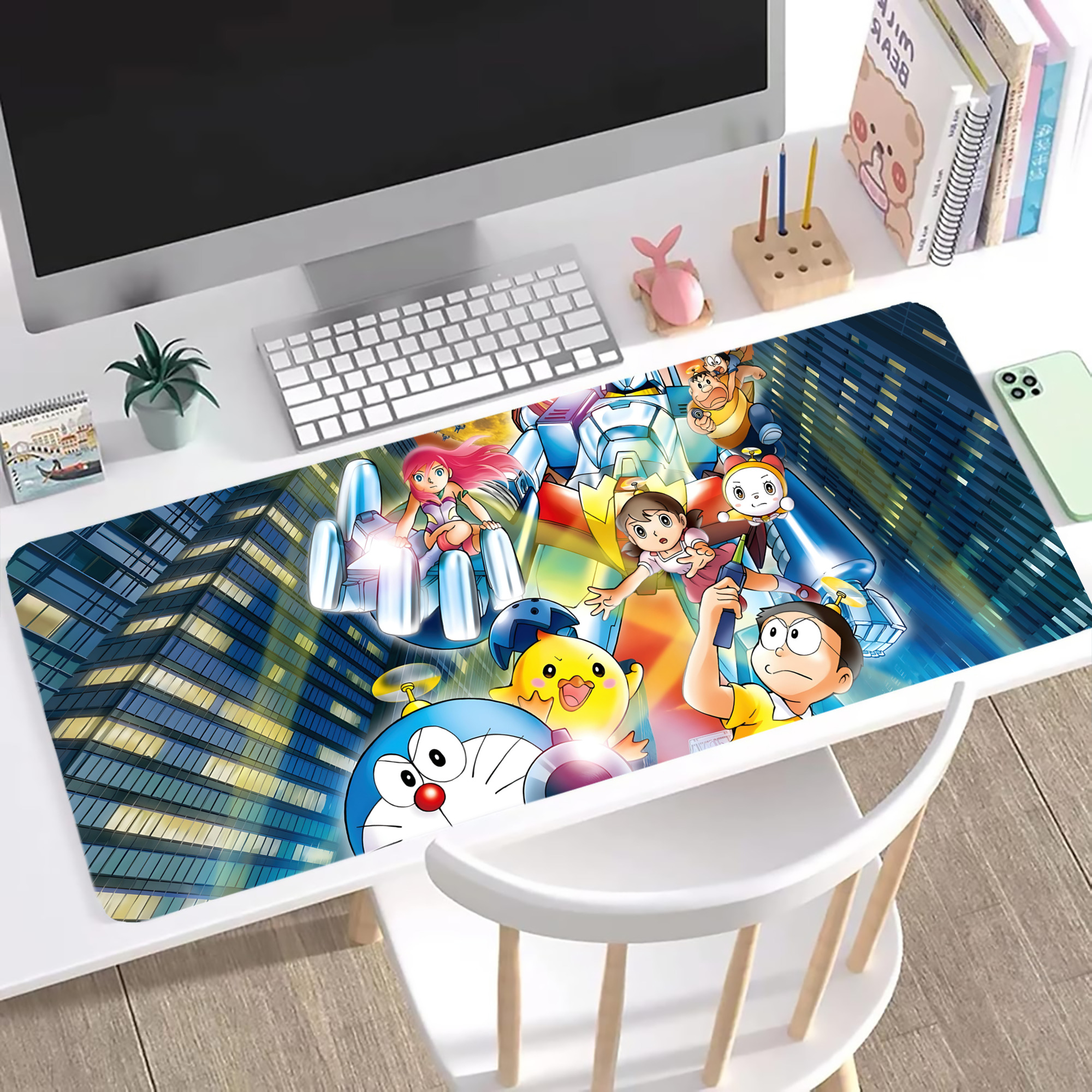 （画像用） ドラえもん Doraemon ステッチ加工 大判デスクマット／滑り止めマウスパッド
