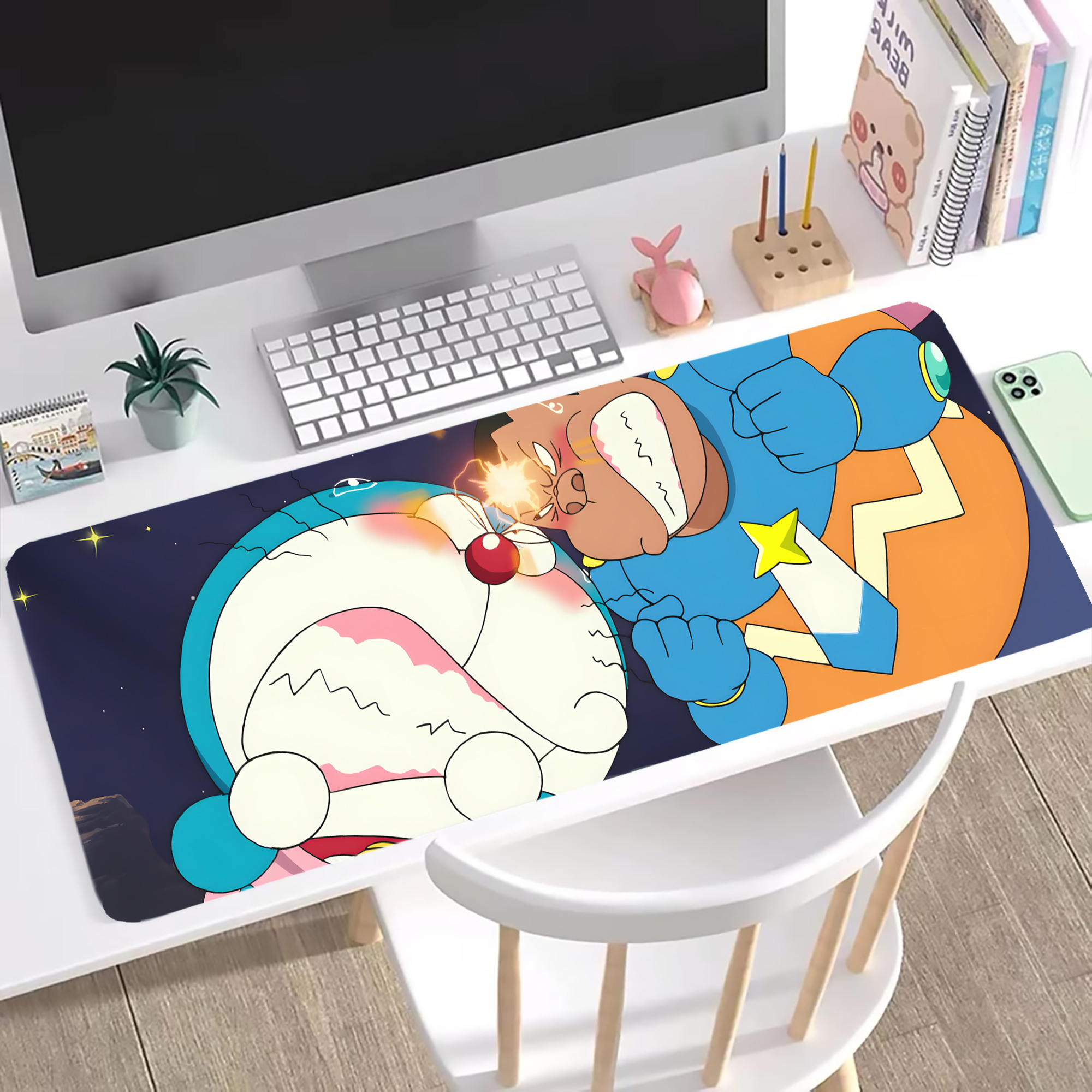 （画像用） ドラえもん Doraemon ステッチ加工 大判デスクマット／滑り止めマウスパッド