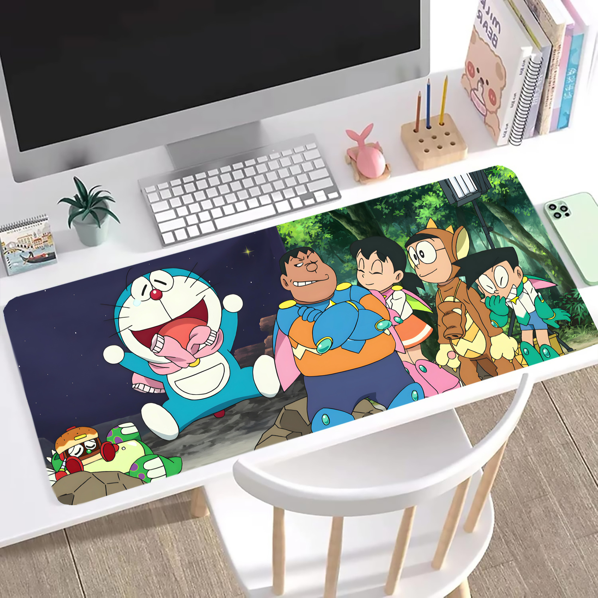 （画像用） ドラえもん Doraemon ステッチ加工 大判デスクマット／滑り止めマウスパッド