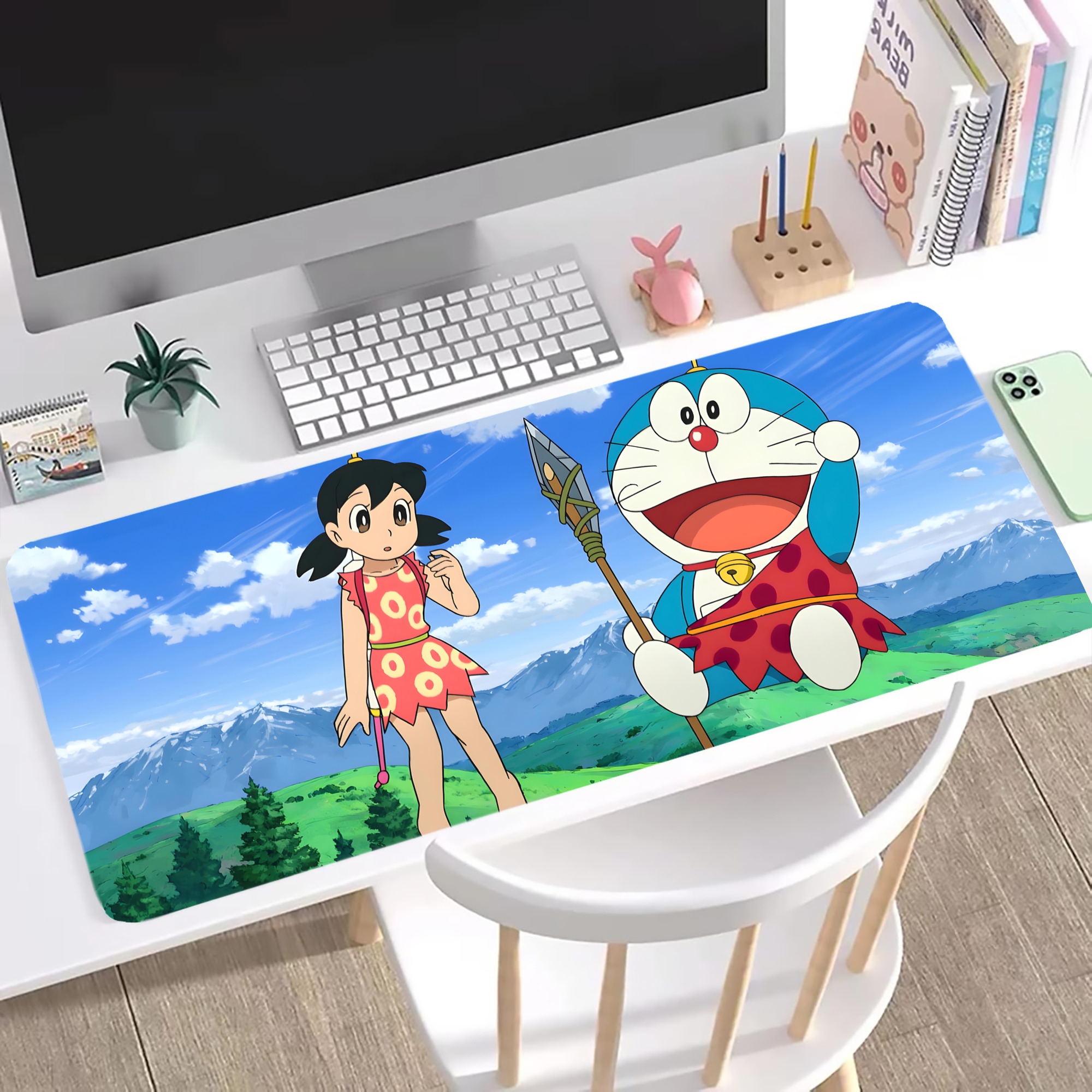 （画像用） ドラえもん Doraemon ステッチ加工 大判デスクマット／滑り止めマウスパッド