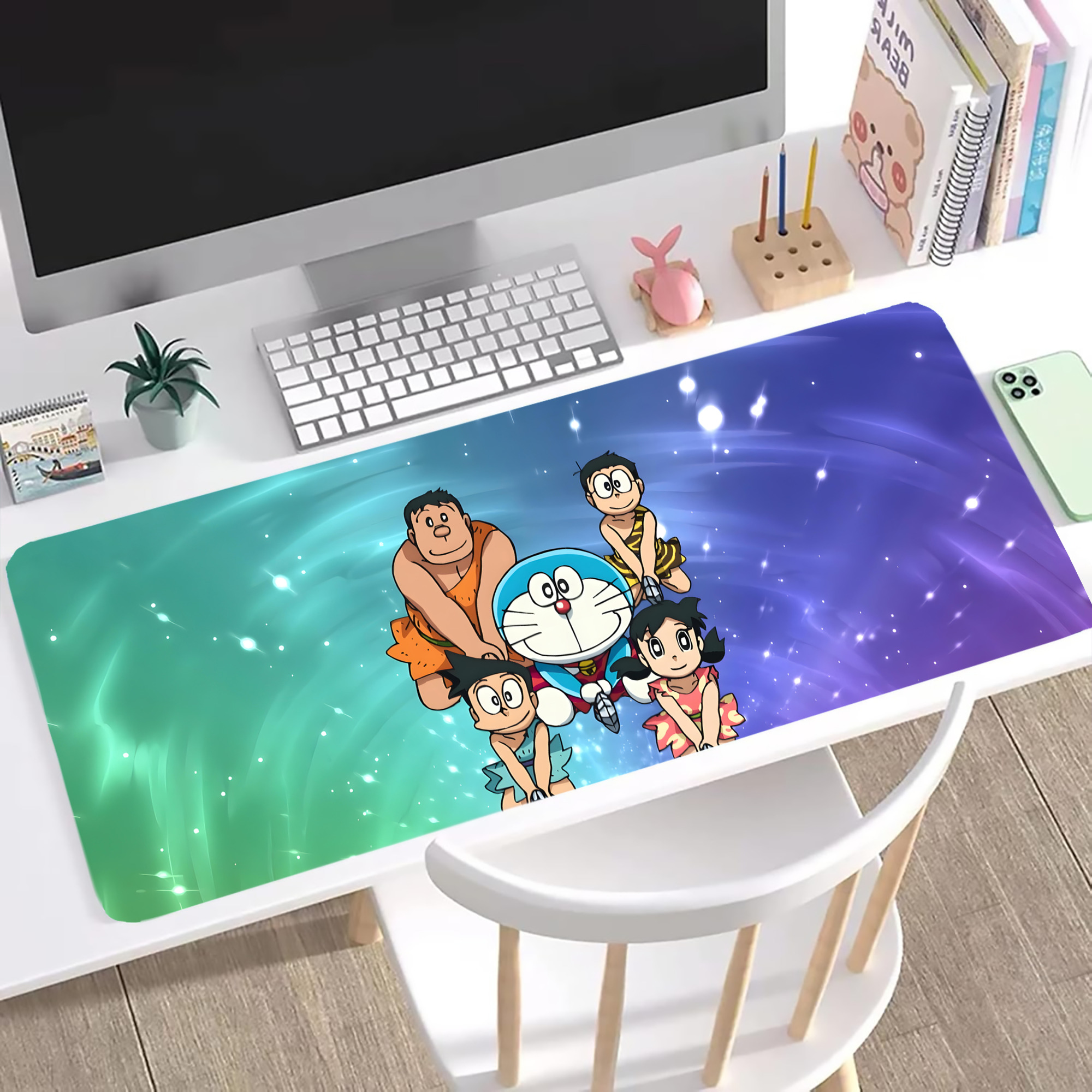 （画像用） ドラえもん Doraemon ステッチ加工 大判デスクマット／滑り止めマウスパッド