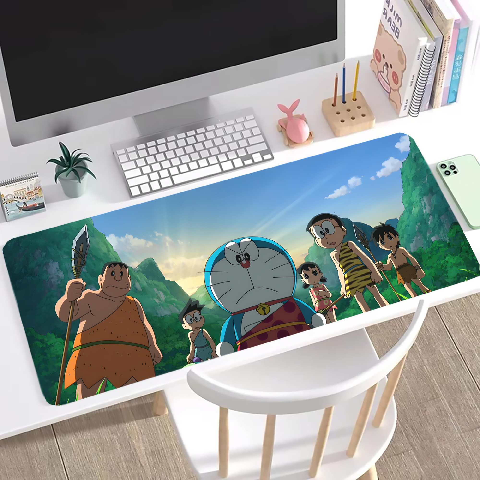 （画像用） ドラえもん Doraemon ステッチ加工 大判デスクマット／滑り止めマウスパッド