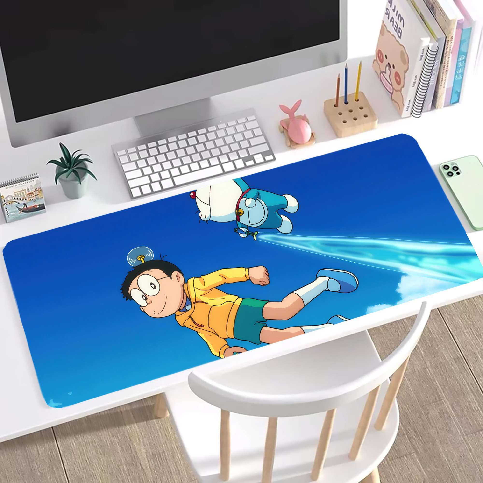 （画像用） ドラえもん Doraemon ステッチ加工 大判デスクマット／滑り止めマウスパッド