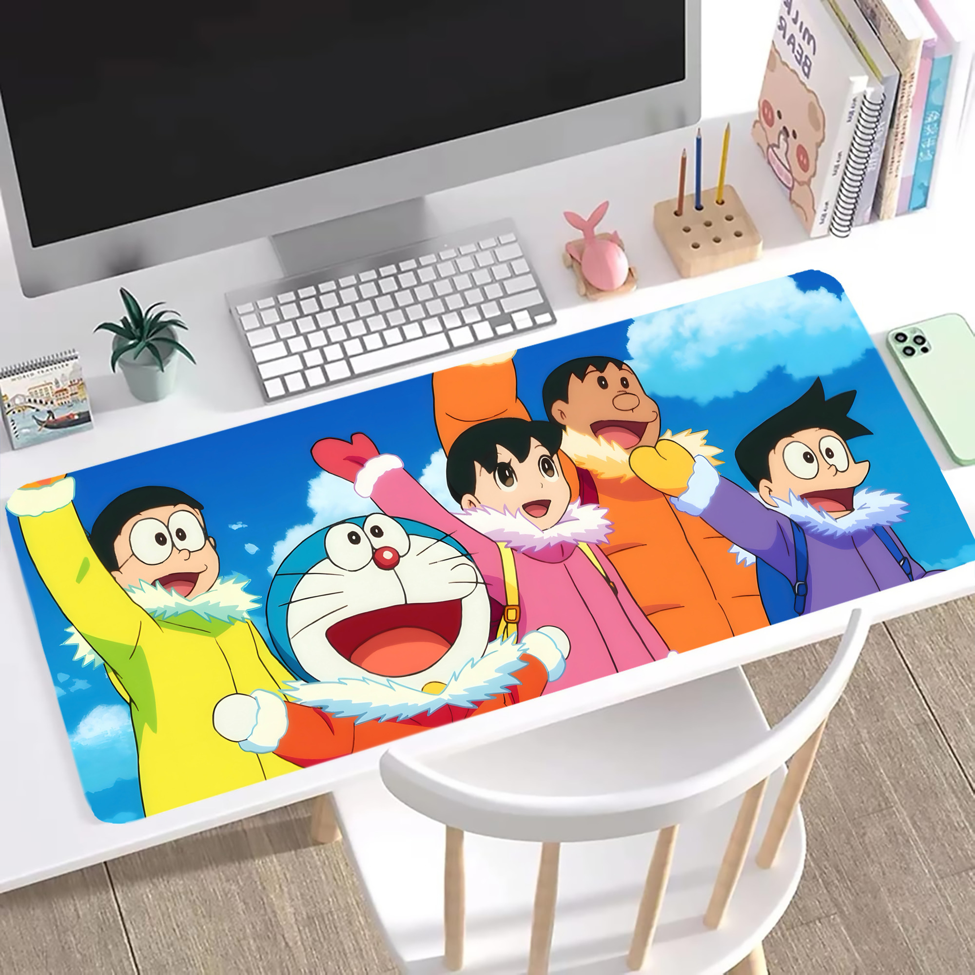 （画像用） ドラえもん Doraemon ステッチ加工 大判デスクマット／滑り止めマウスパッド
