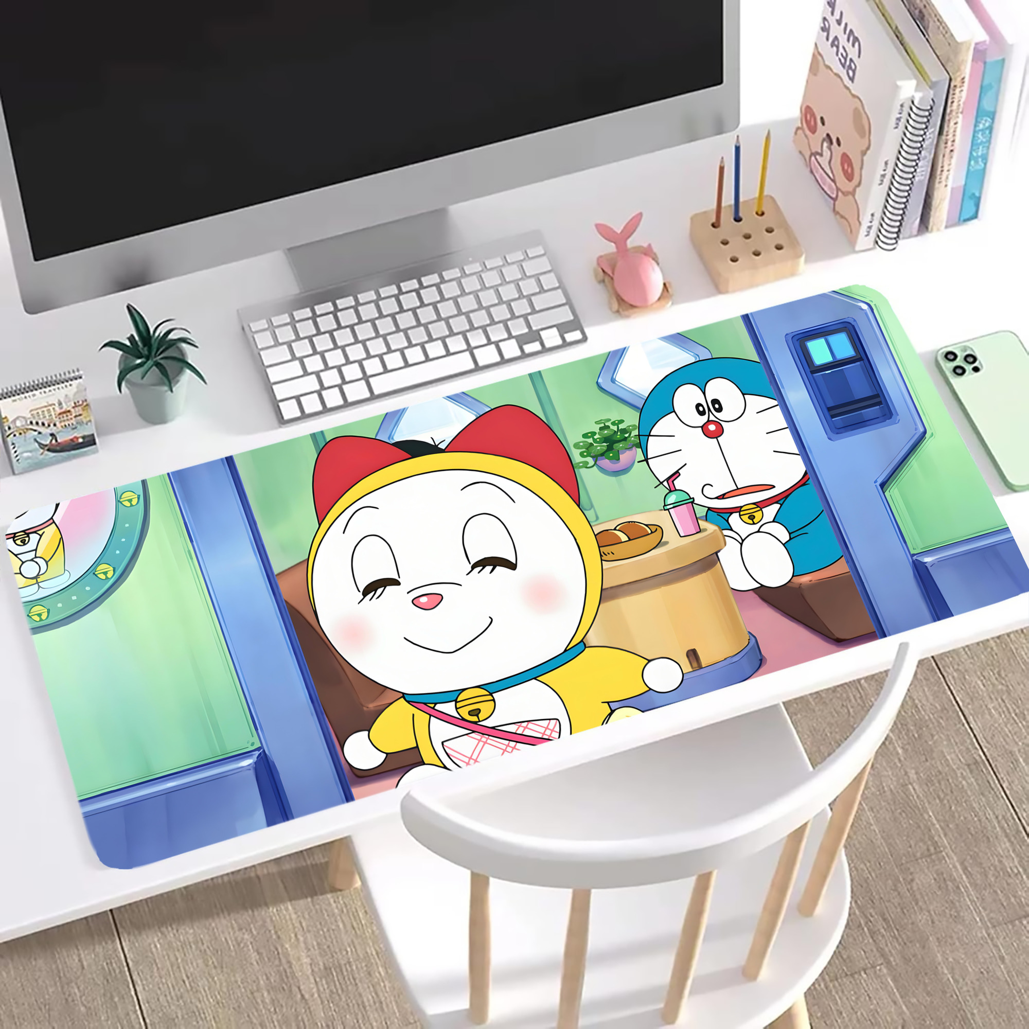 （画像用） ドラえもん Doraemon ステッチ加工 大判デスクマット／滑り止めマウスパッド