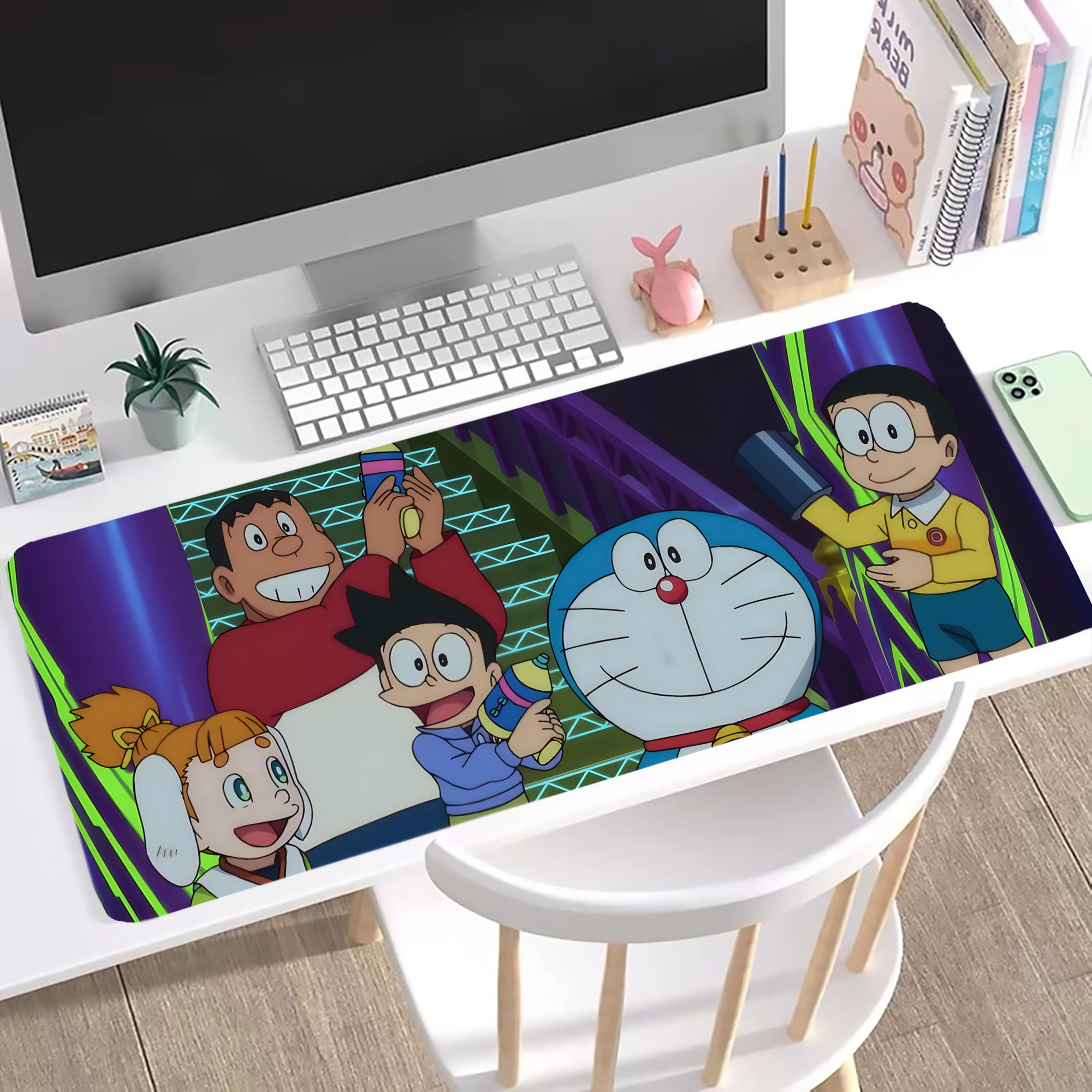 （画像用） ドラえもん Doraemon ステッチ加工 大判デスクマット／滑り止めマウスパッド