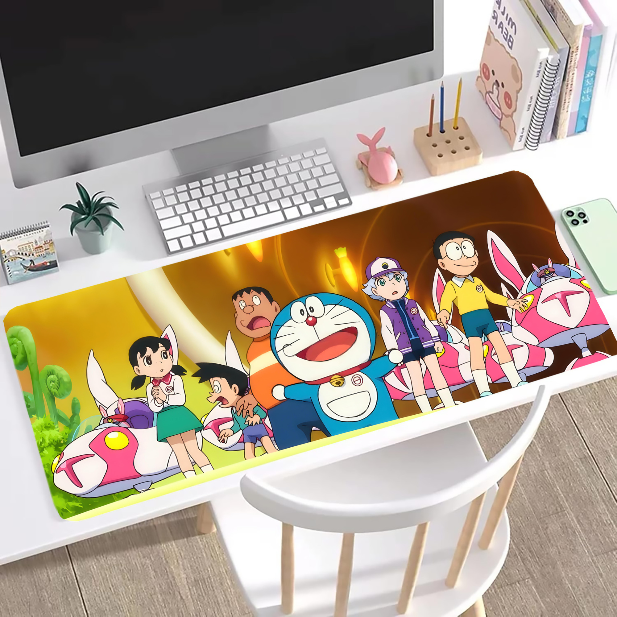 （画像用） ドラえもん Doraemon ステッチ加工 大判デスクマット／滑り止めマウスパッド