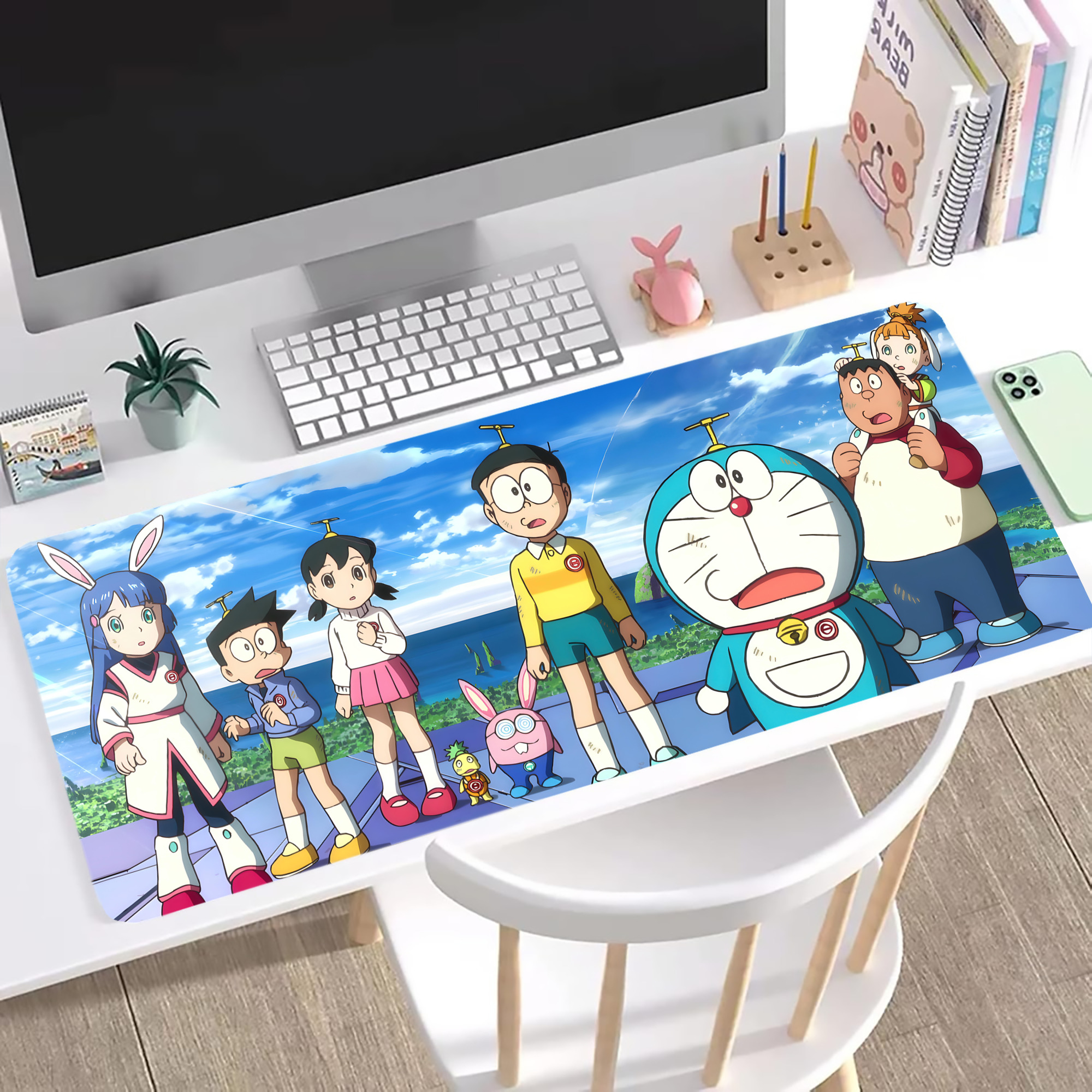 （画像用） ドラえもん Doraemon ステッチ加工 大判デスクマット／滑り止めマウスパッド