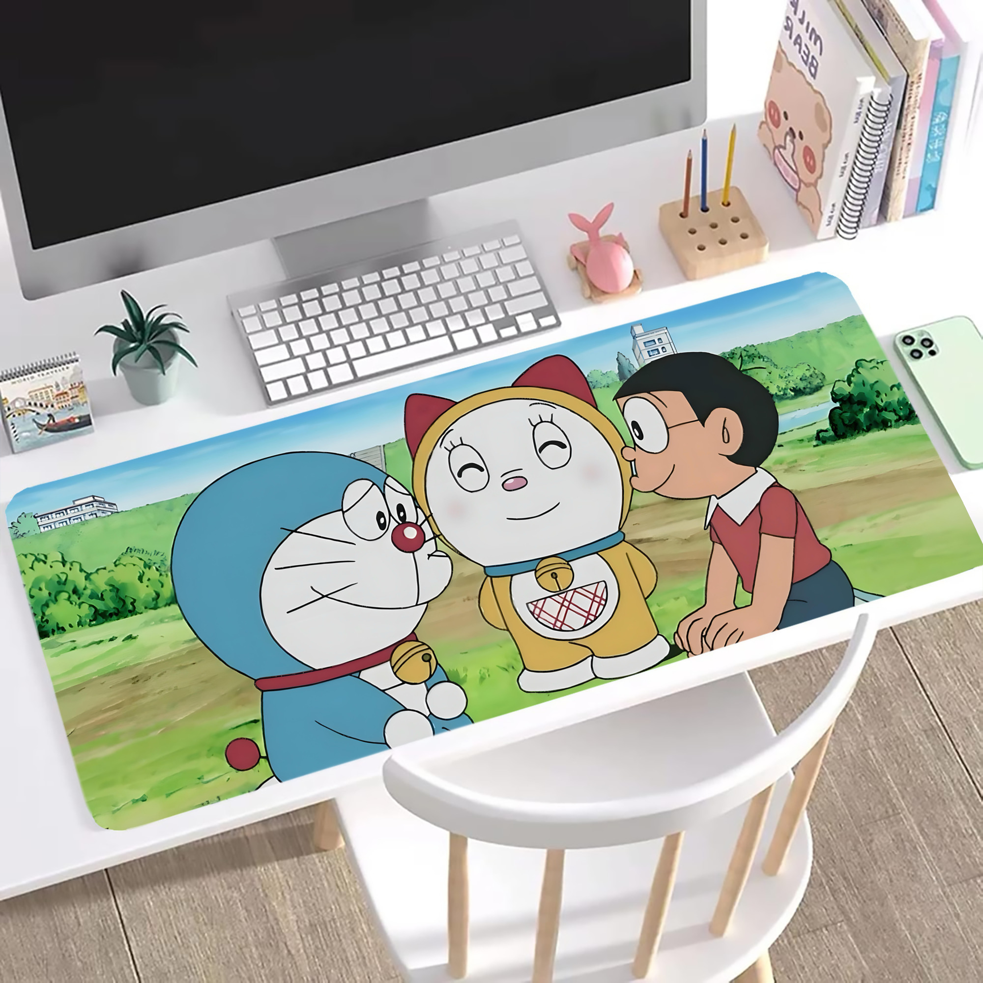 （画像用） ドラえもん Doraemon ステッチ加工 大判デスクマット／滑り止めマウスパッド