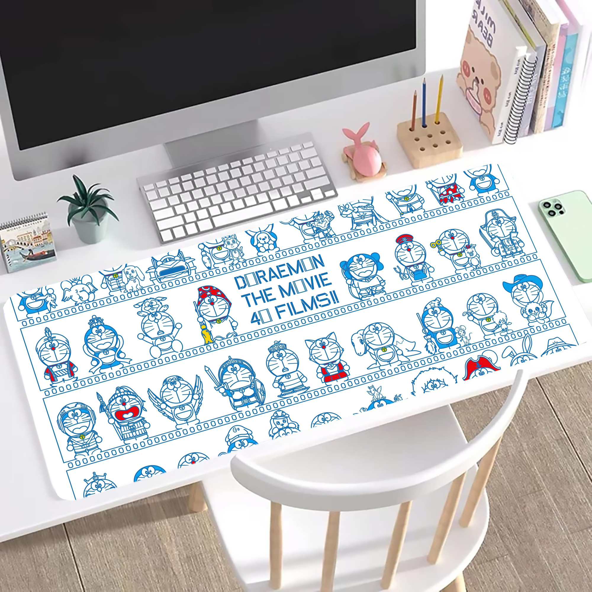（画像用） ドラえもん Doraemon ステッチ加工 大判デスクマット／滑り止めマウスパッド
