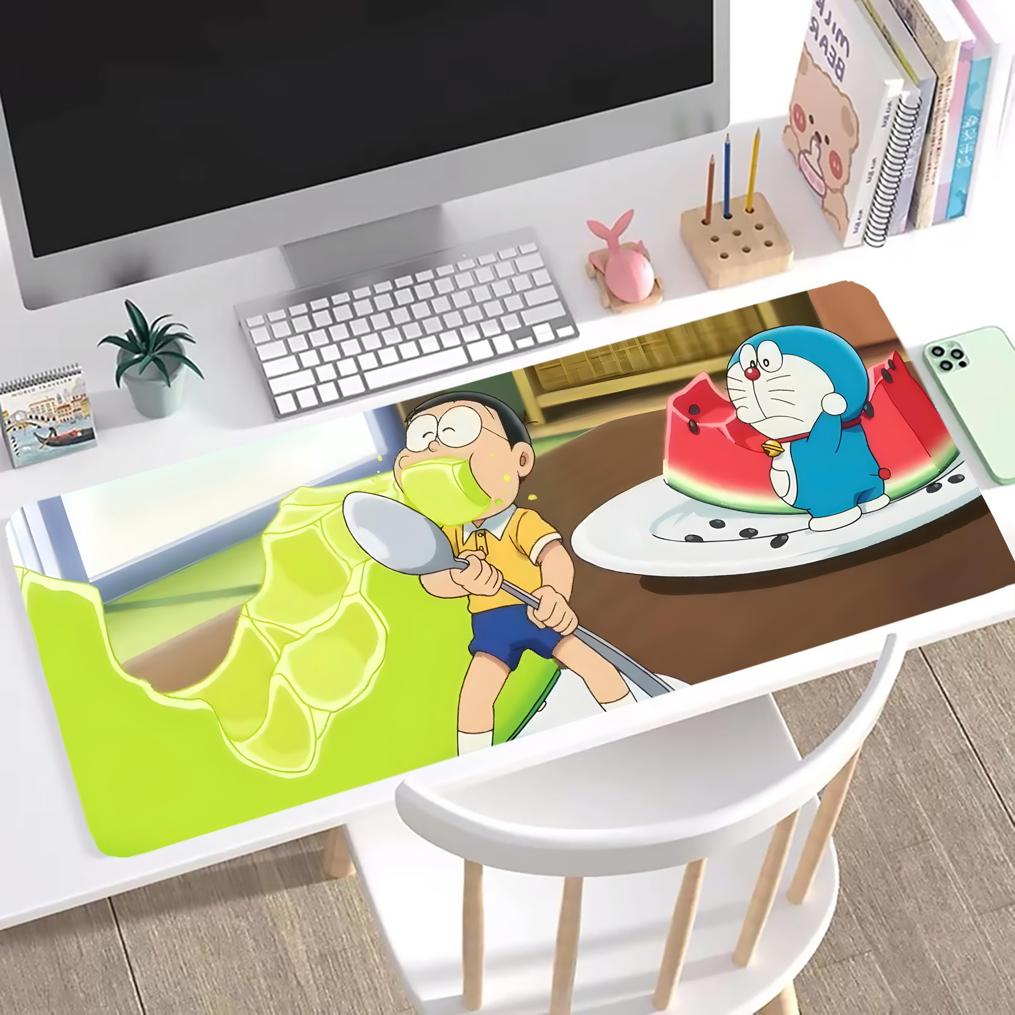 （画像用） ドラえもん Doraemon ステッチ加工 大判デスクマット／滑り止めマウスパッド