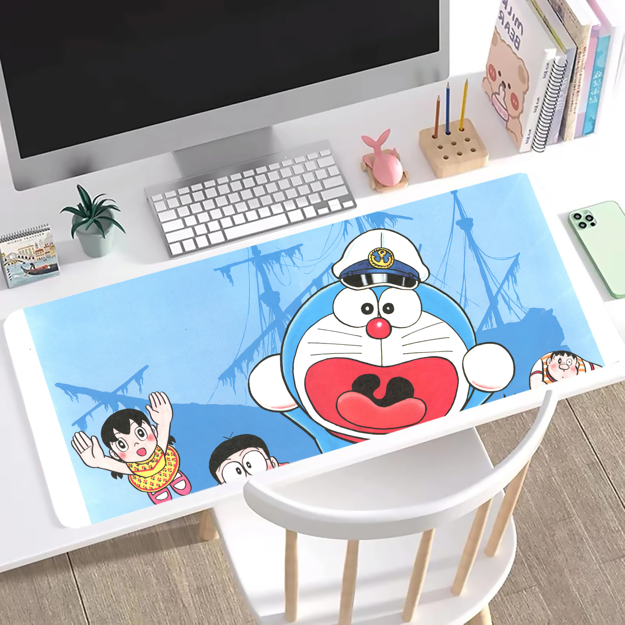 （画像用） ドラえもん Doraemon ステッチ加工 大判デスクマット／滑り止めマウスパッド
