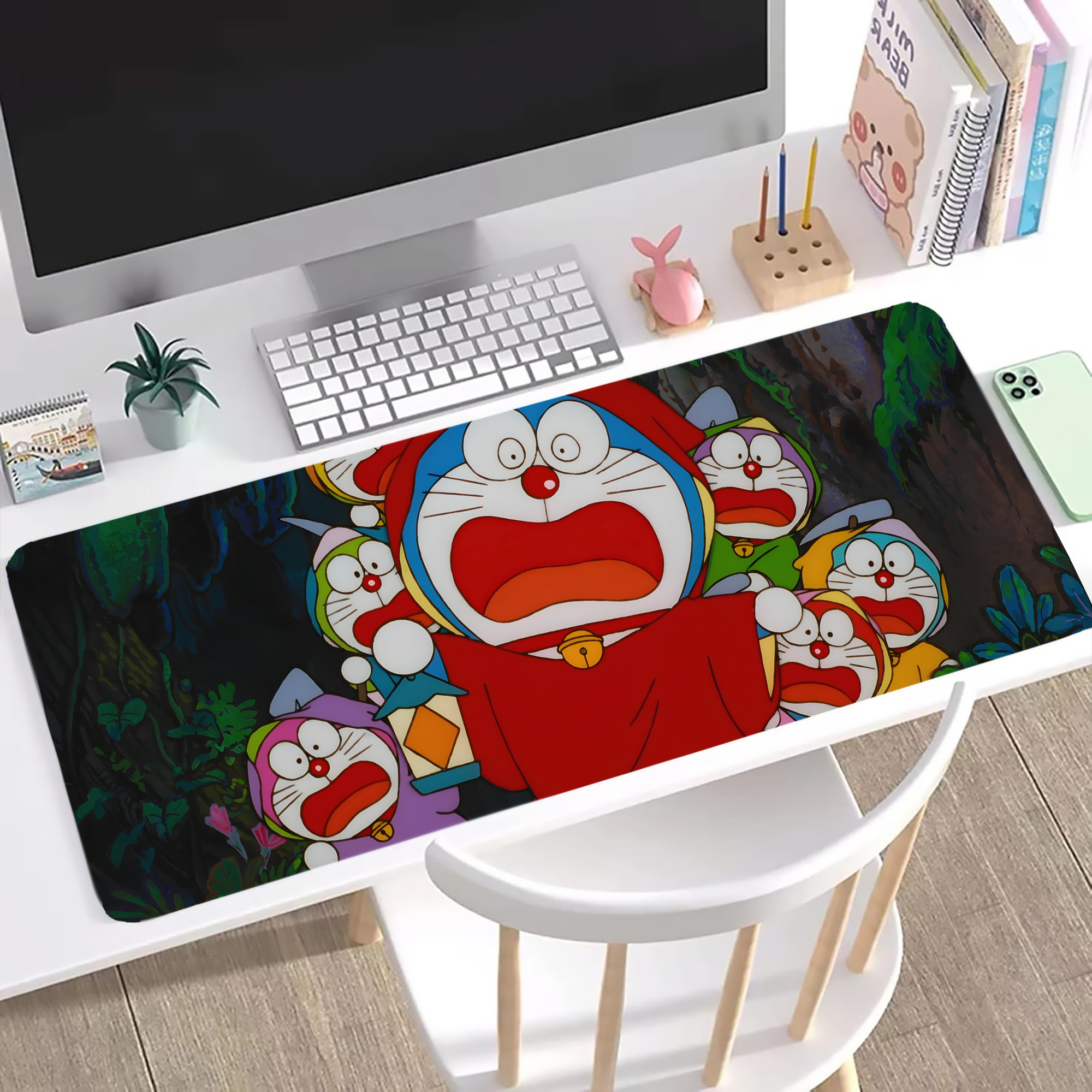 （画像用） ドラえもん Doraemon ステッチ加工 大判デスクマット／滑り止めマウスパッド