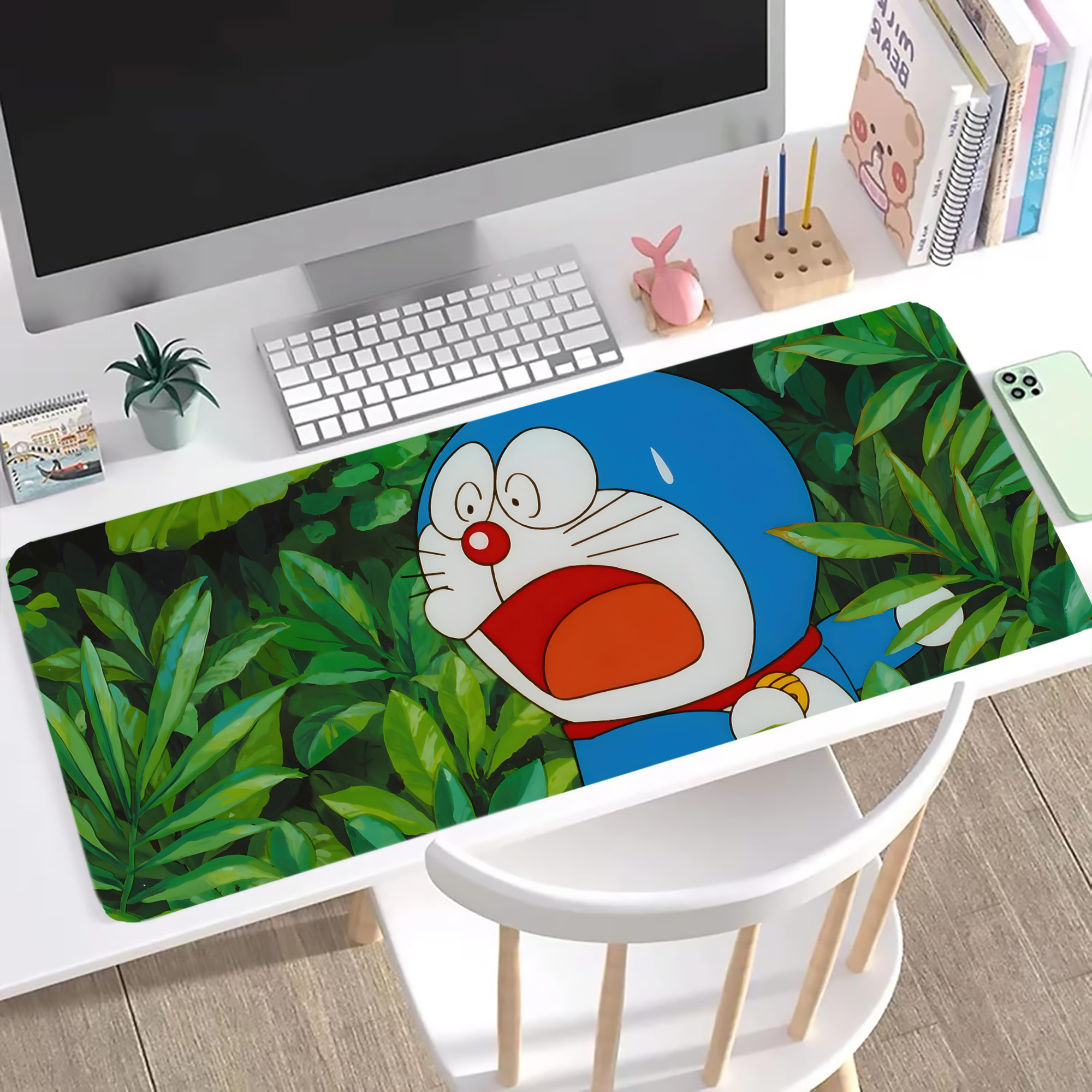 （画像用） ドラえもん Doraemon ステッチ加工 大判デスクマット／滑り止めマウスパッド