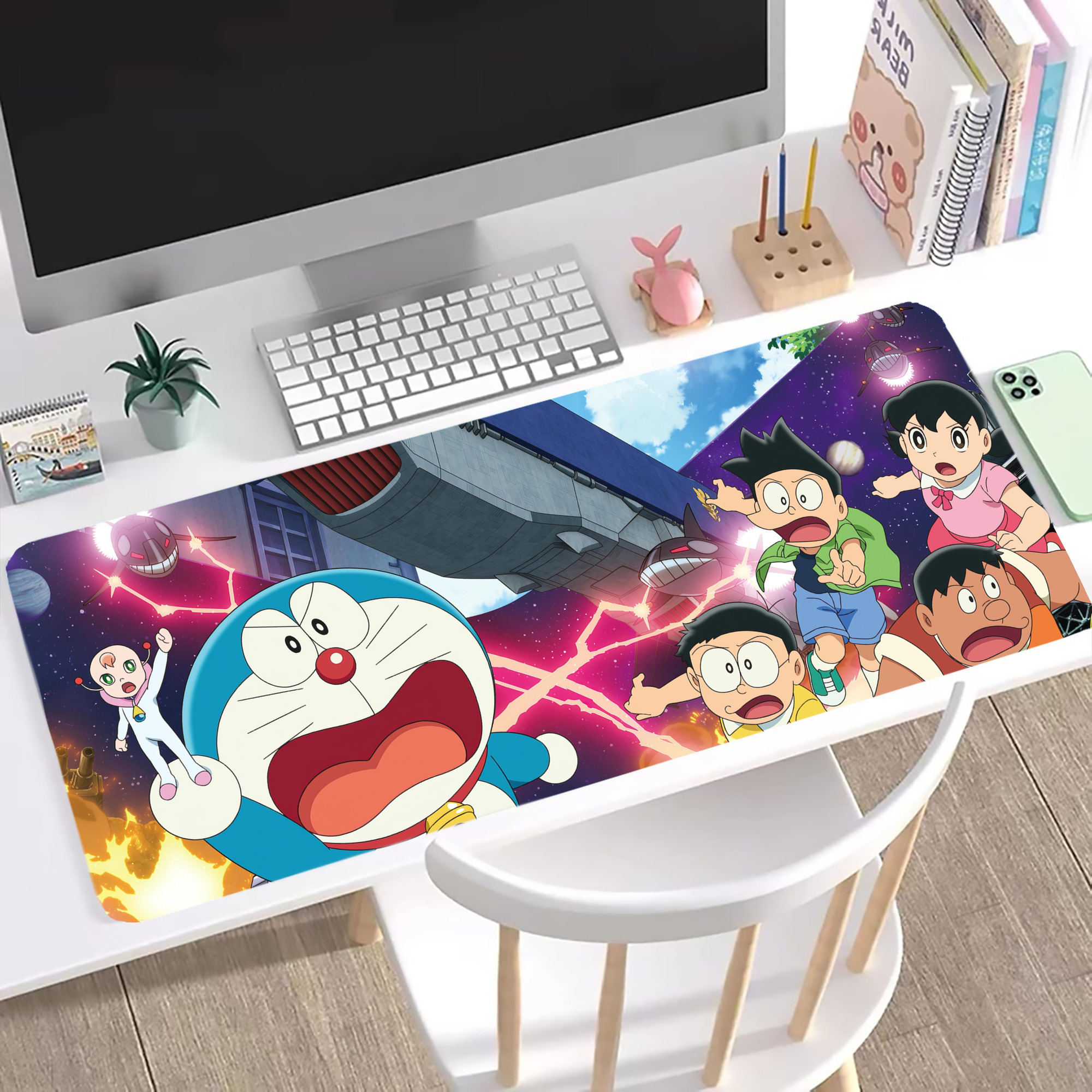 （画像用） ドラえもん Doraemon ステッチ加工 大判デスクマット／滑り止めマウスパッド
