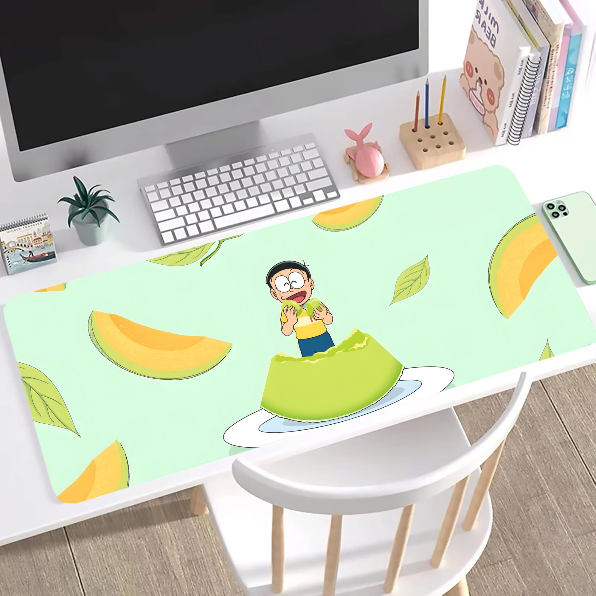 （画像用） ドラえもん Doraemon ステッチ加工 大判デスクマット／滑り止めマウスパッド