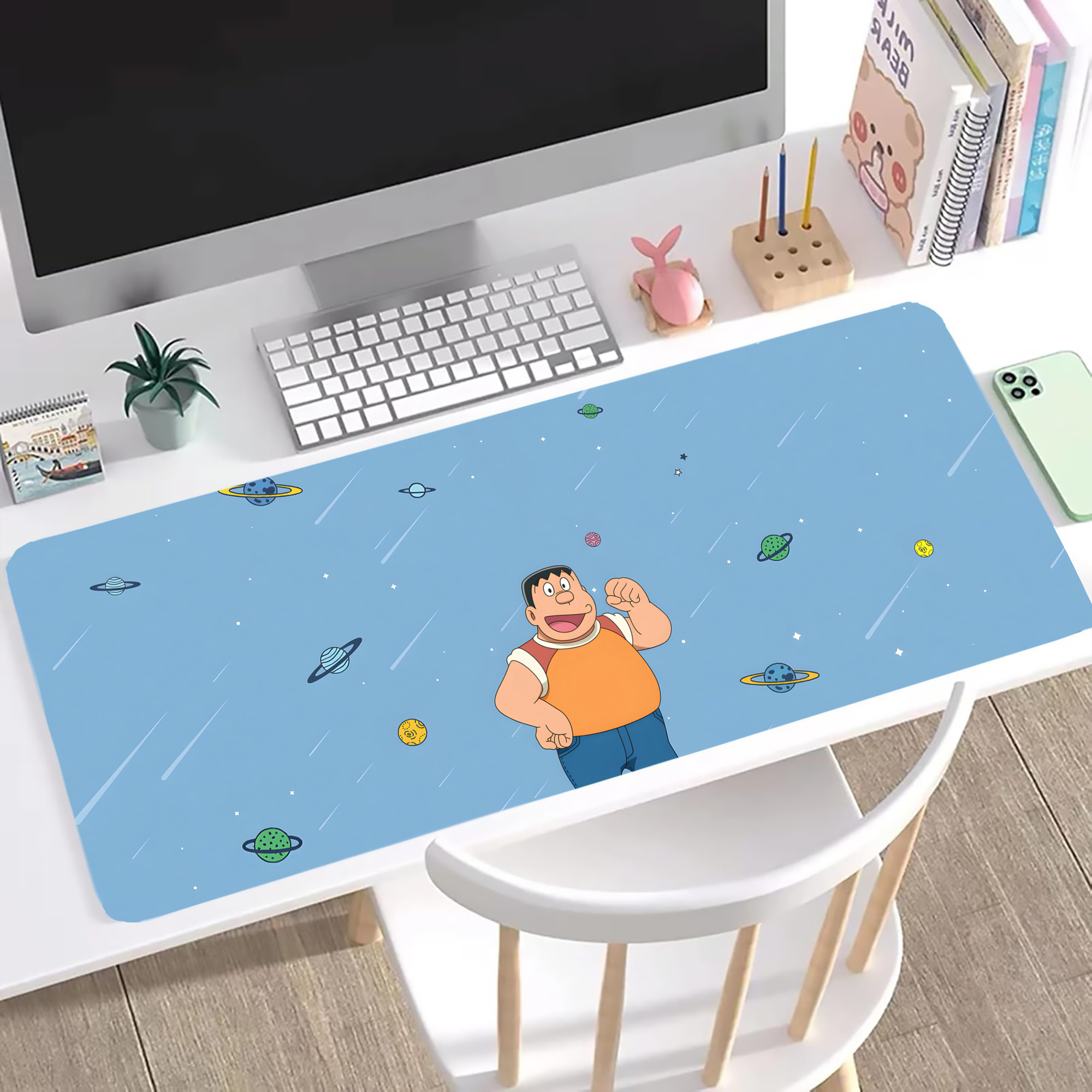 （画像用） ドラえもん Doraemon ステッチ加工 大判デスクマット／滑り止めマウスパッド