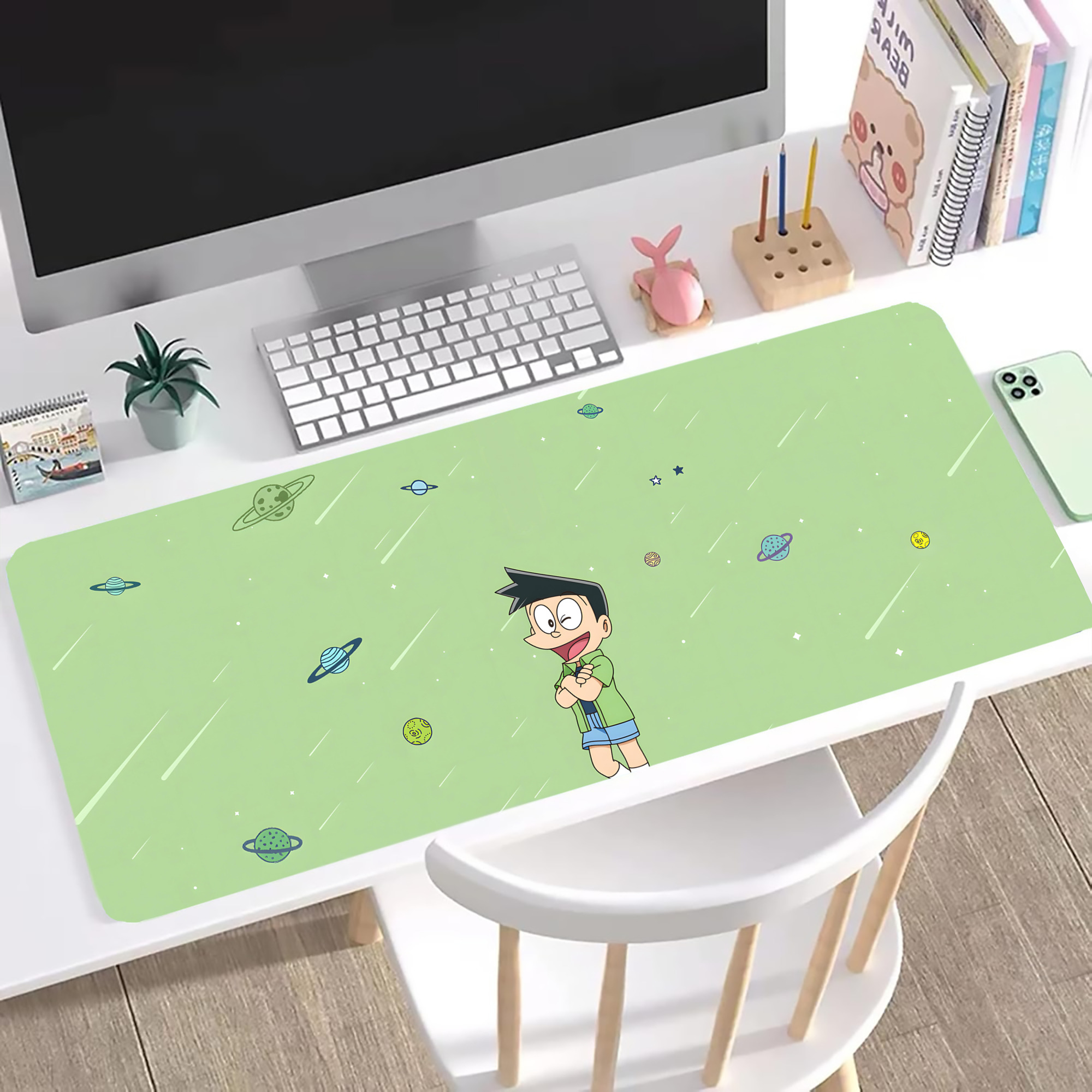 （画像用） ドラえもん Doraemon ステッチ加工 大判デスクマット／滑り止めマウスパッド
