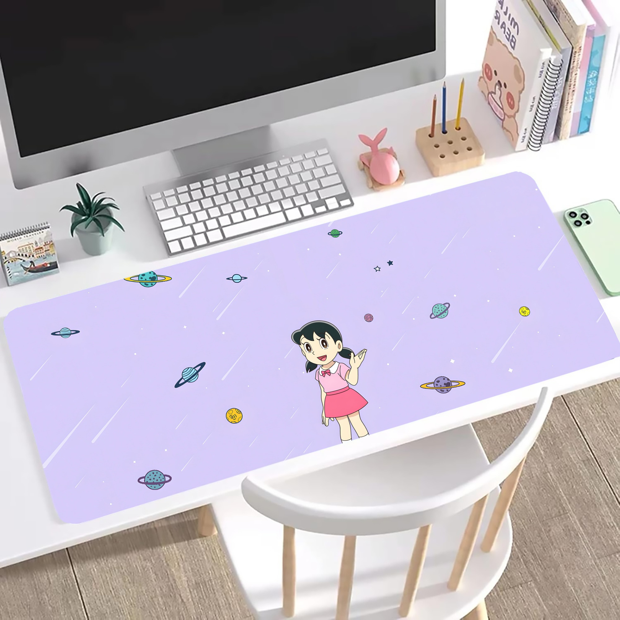 （画像用） ドラえもん Doraemon ステッチ加工 大判デスクマット／滑り止めマウスパッド