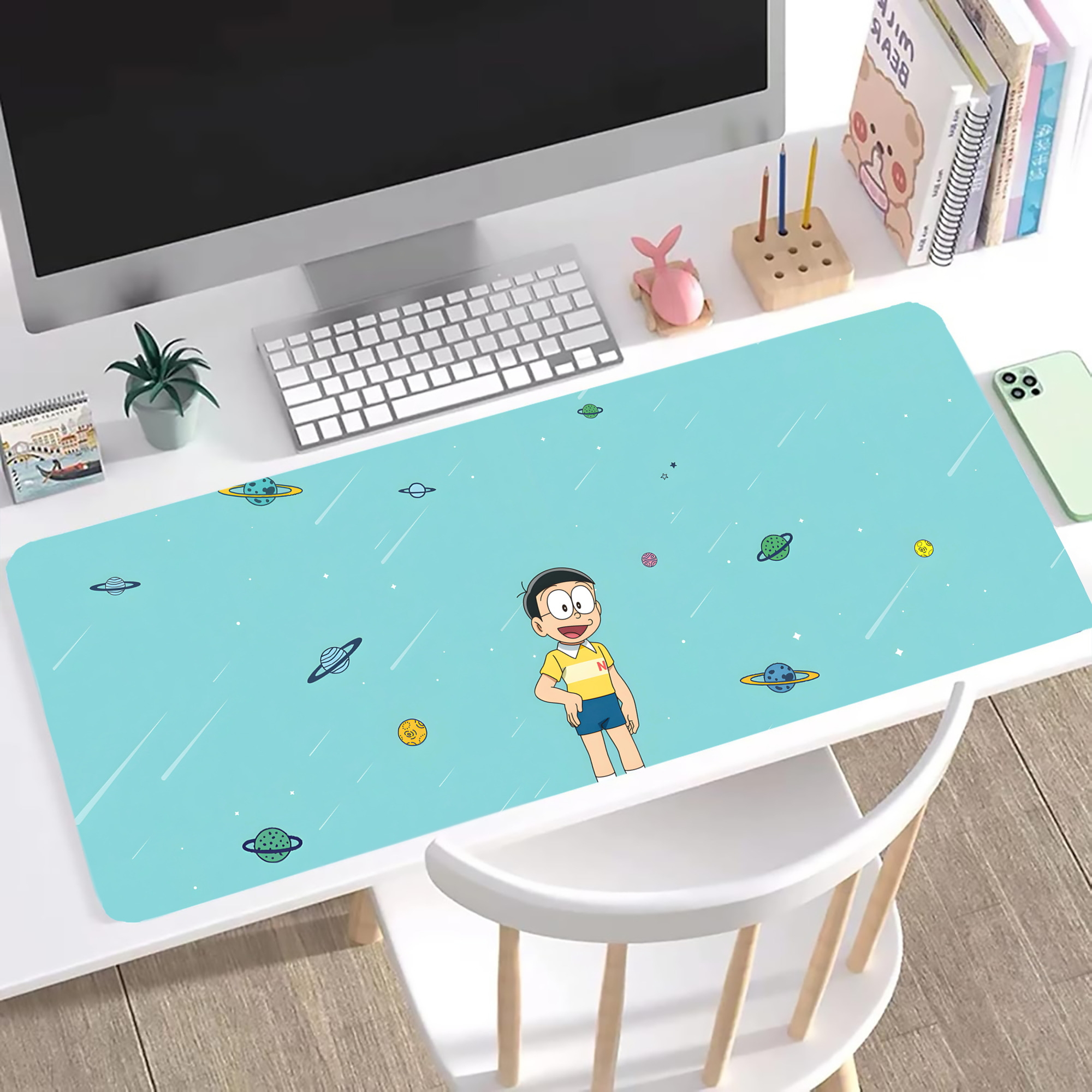 （画像用） ドラえもん Doraemon ステッチ加工 大判デスクマット／滑り止めマウスパッド