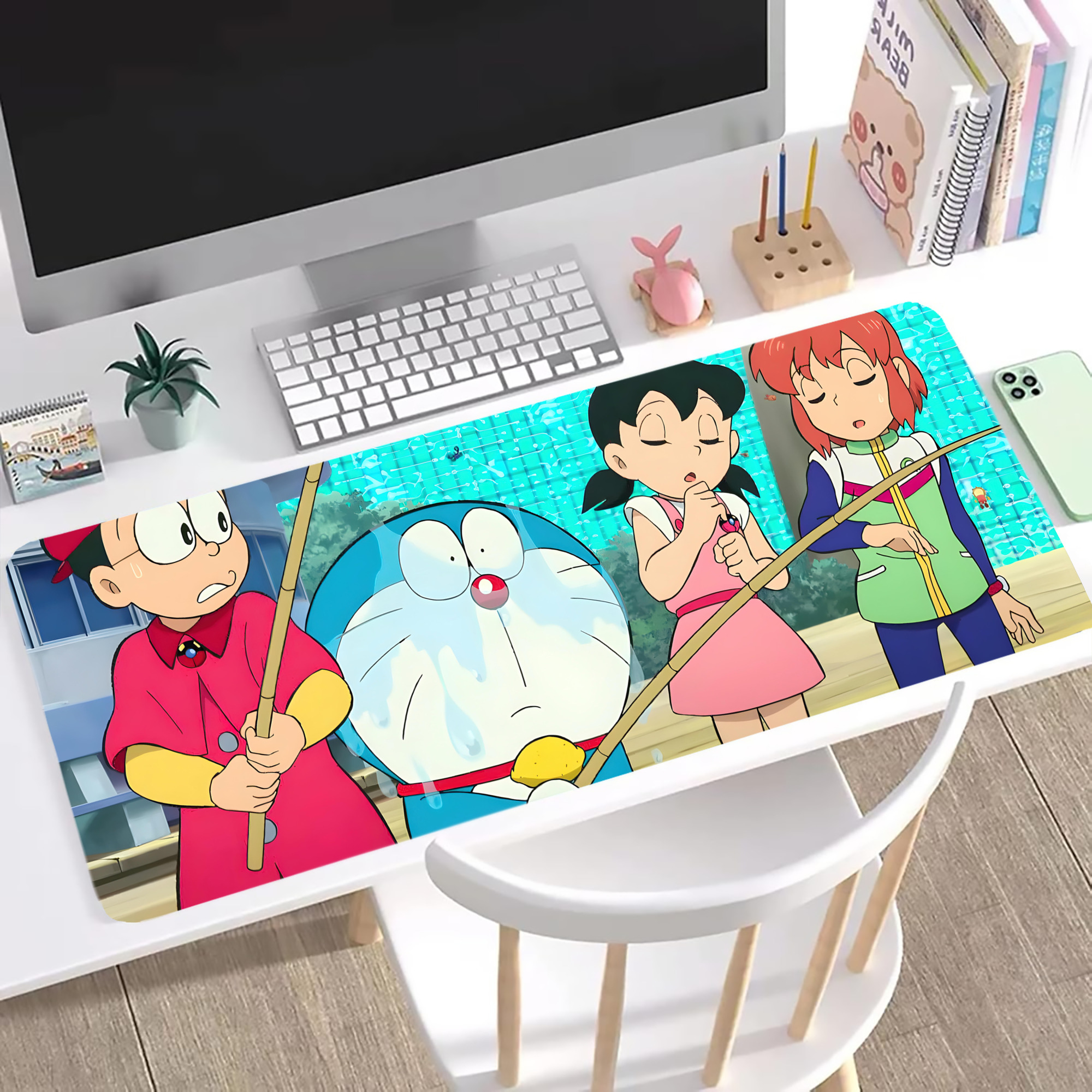 （画像用） ドラえもん Doraemon ステッチ加工 大判デスクマット／滑り止めマウスパッド