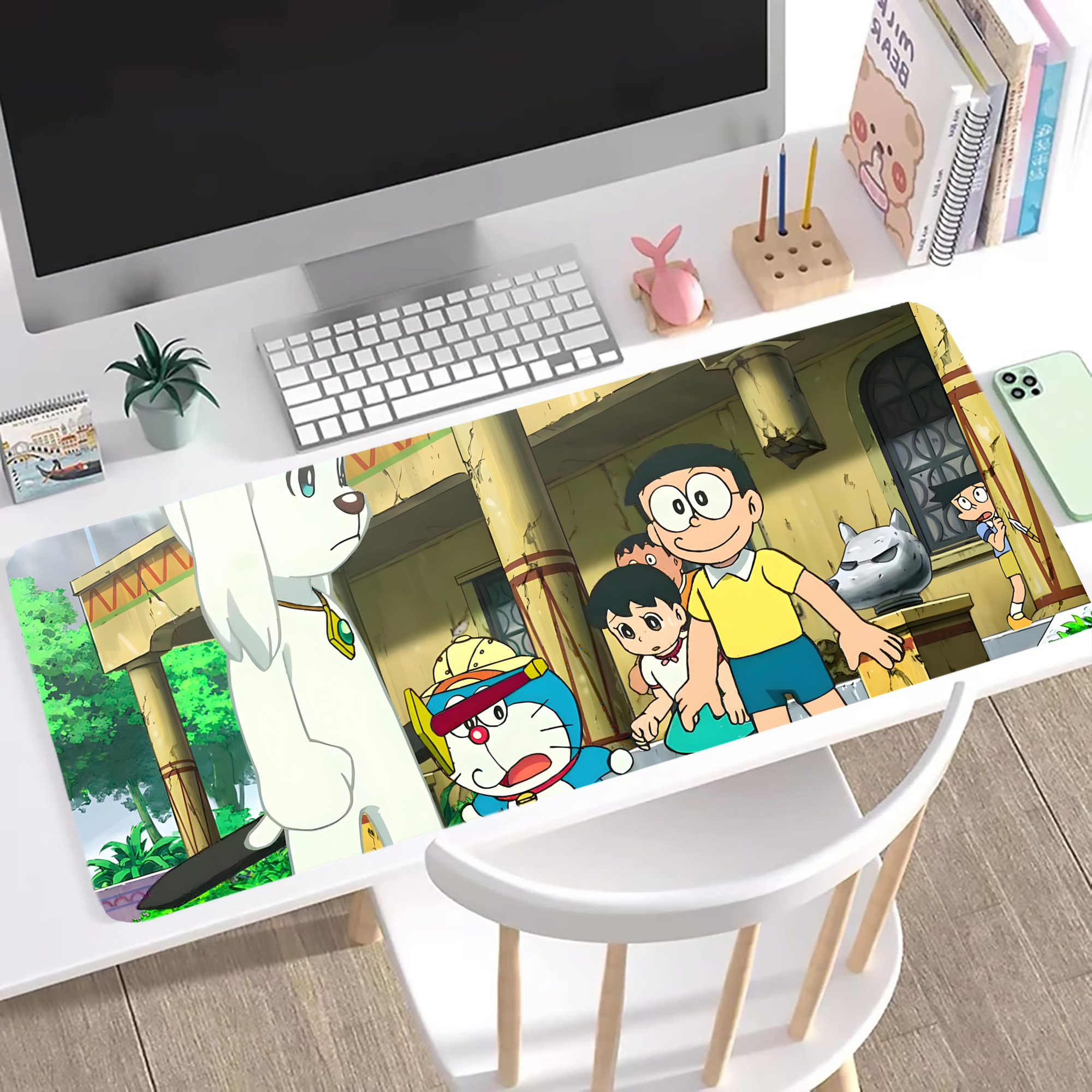 （画像用） ドラえもん Doraemon ステッチ加工 大判デスクマット／滑り止めマウスパッド