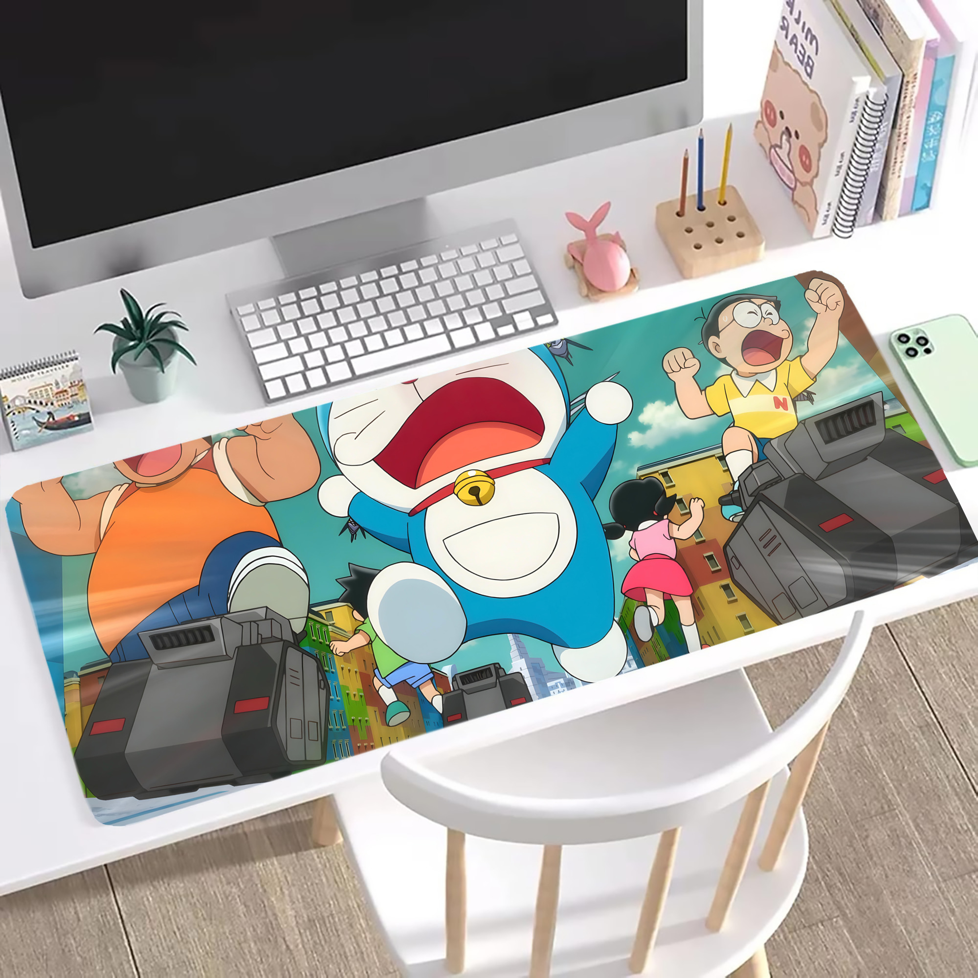 （画像用） ドラえもん Doraemon ステッチ加工 大判デスクマット／滑り止めマウスパッド