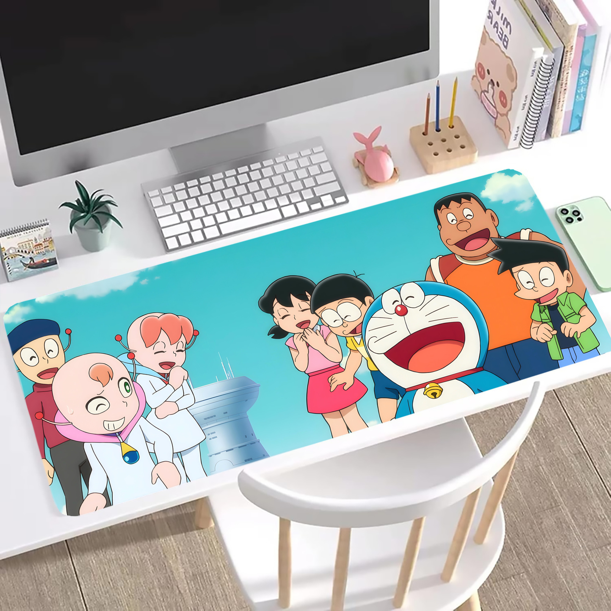 （画像用） ドラえもん Doraemon ステッチ加工 大判デスクマット／滑り止めマウスパッド