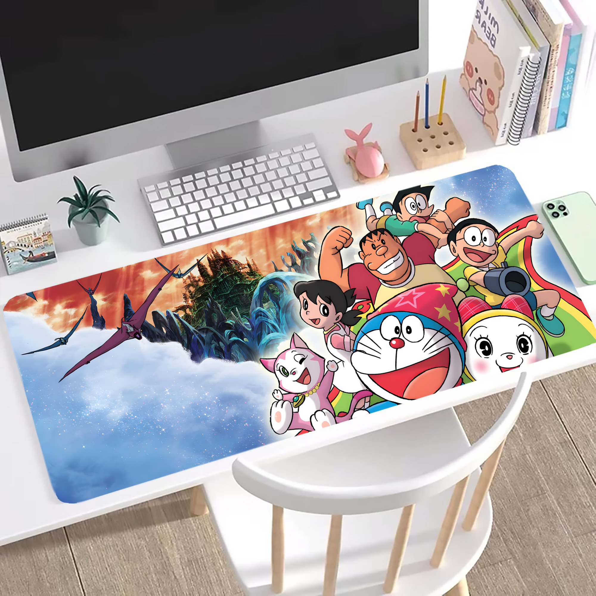 （画像用） ドラえもん Doraemon ステッチ加工 大判デスクマット／滑り止めマウスパッド