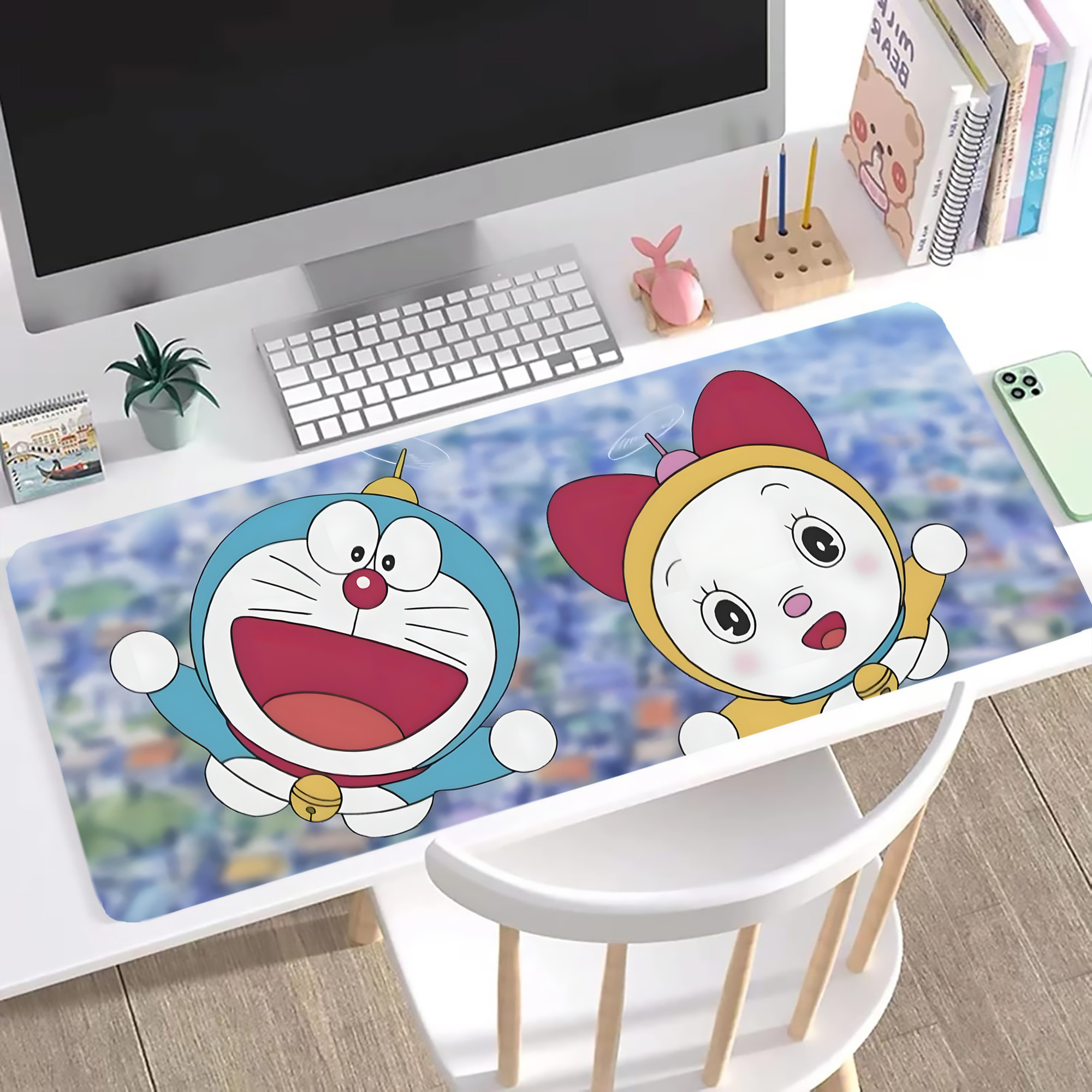 （画像用） ドラえもん Doraemon ステッチ加工 大判デスクマット／滑り止めマウスパッド