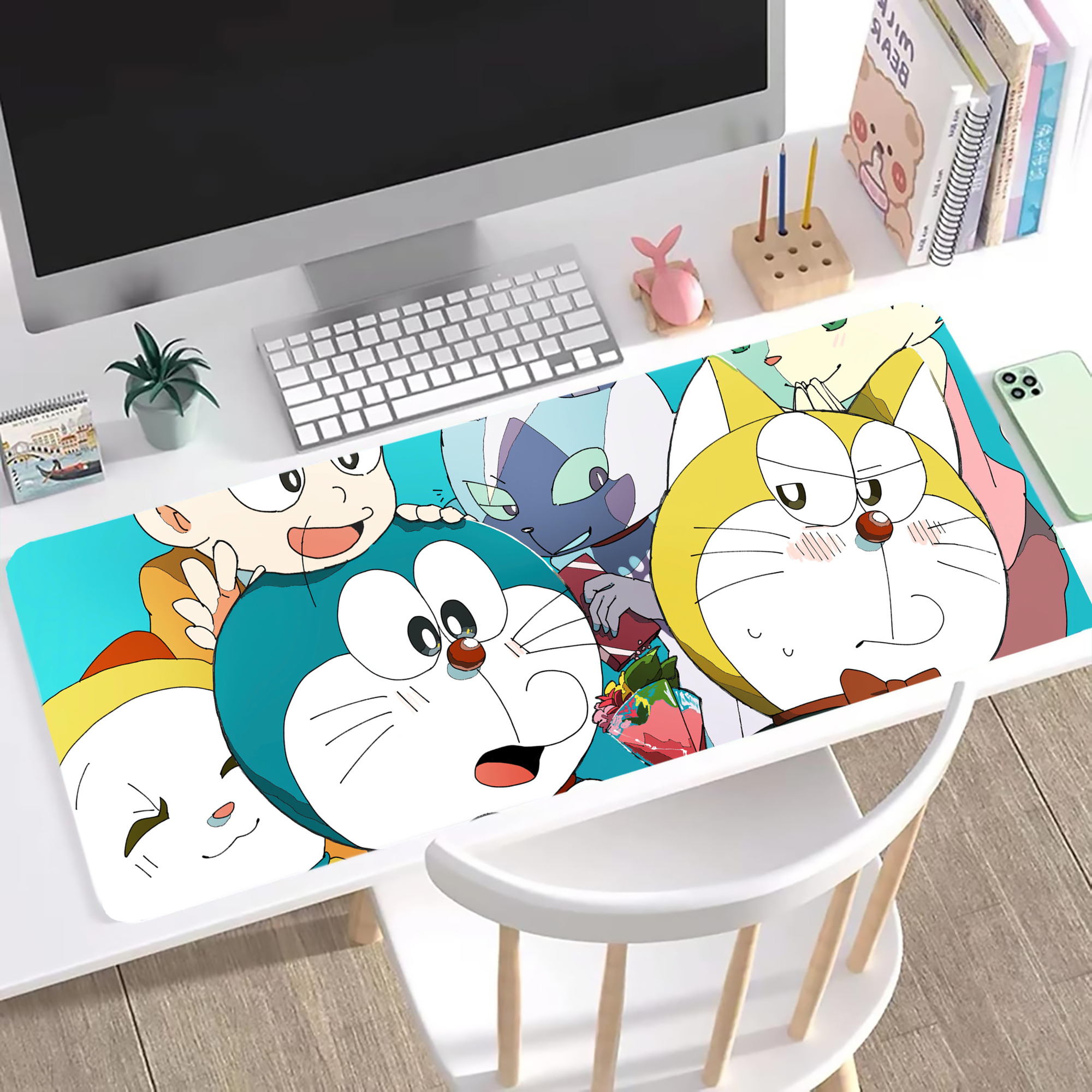 （画像用） ドラえもん Doraemon ステッチ加工 大判デスクマット／滑り止めマウスパッド