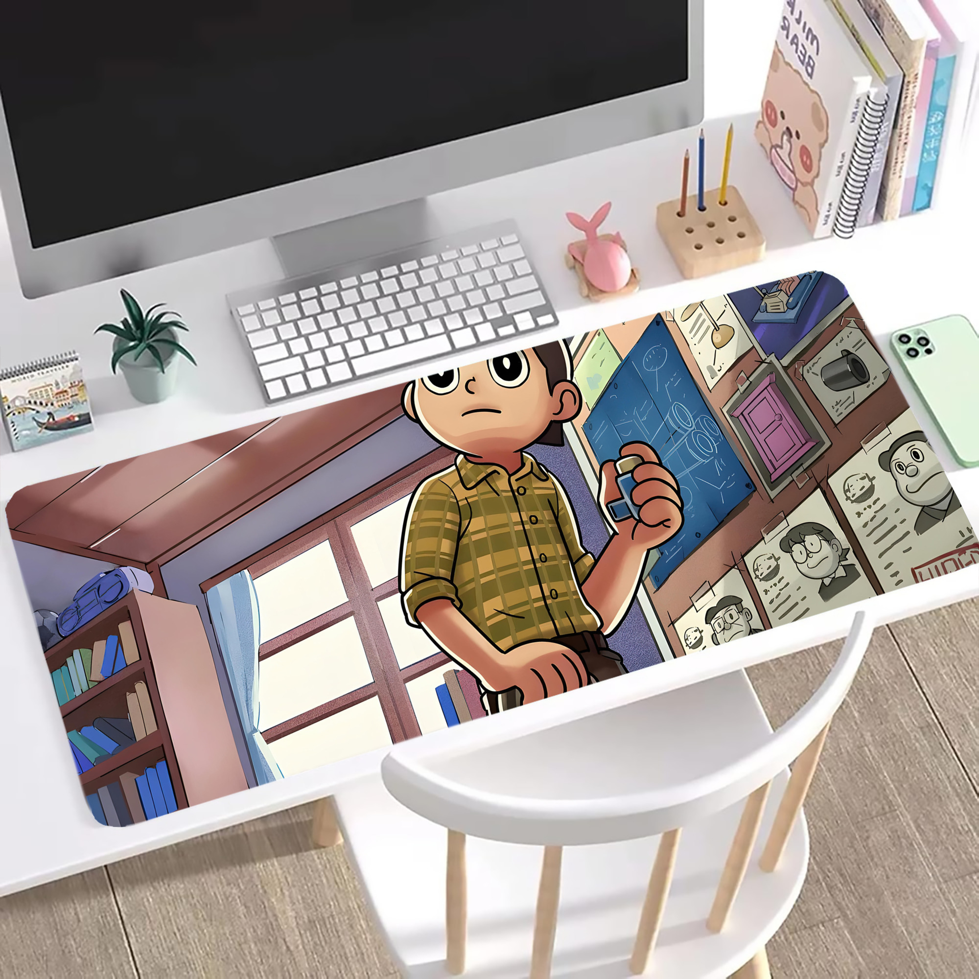 （画像用） ドラえもん Doraemon ステッチ加工 大判デスクマット／滑り止めマウスパッド