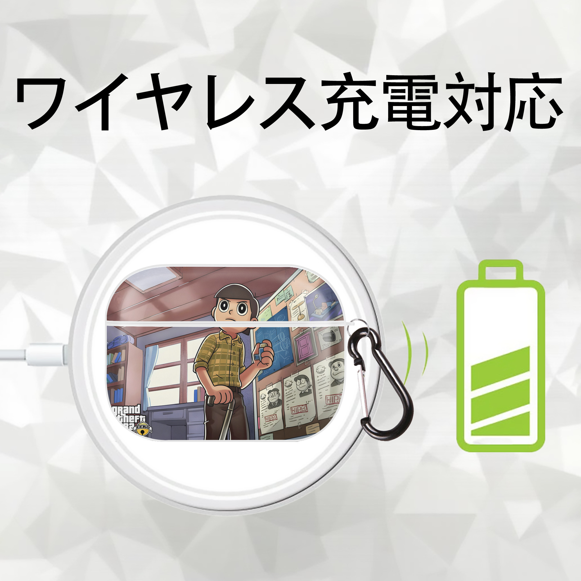 ドラえもん Doraemon 【AirPods Pro用】ハードシェル保護ケース 耐衝撃・防指紋・カラビナ付き商品仕様
