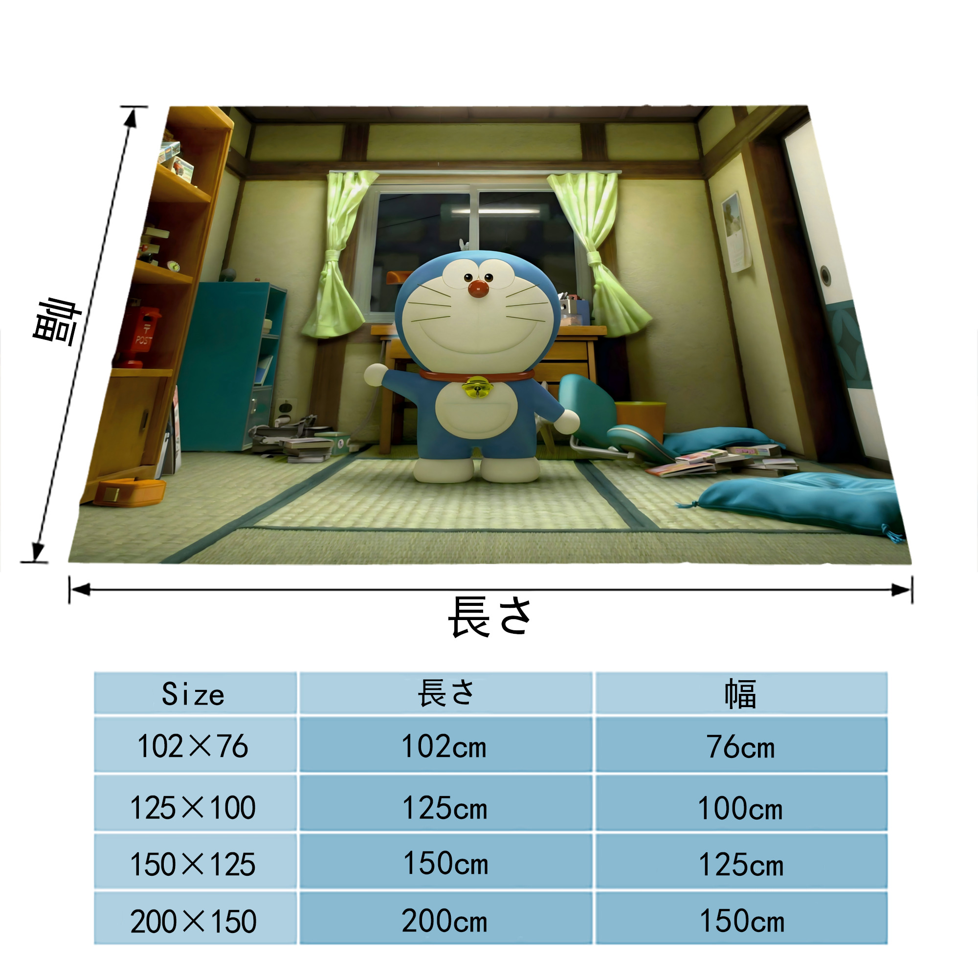 ドラえもん Doraemon フランネルブランケット・多サイズ対応（横型）