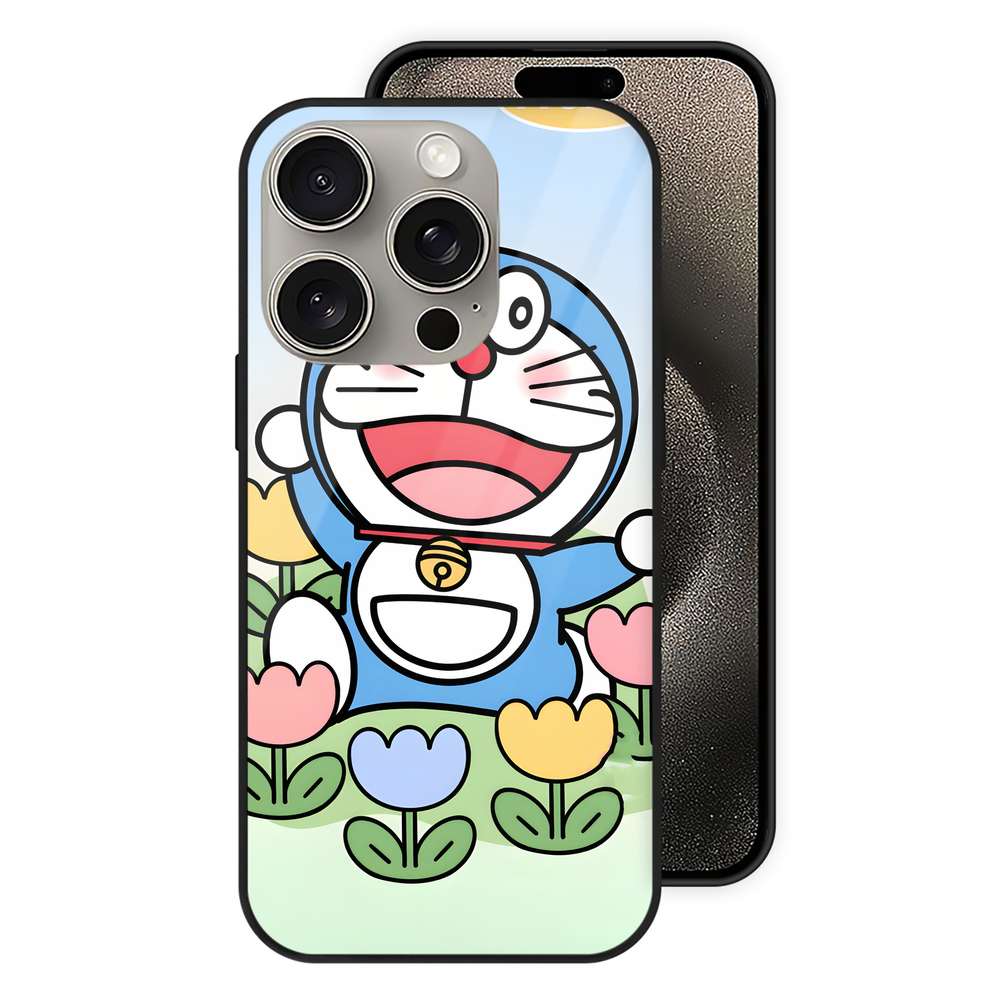 （画像用） ドラえもん Doraemon 【iPhone15Pro対応】スマホケース 耐衝撃＆黄変防止 背面ガラス