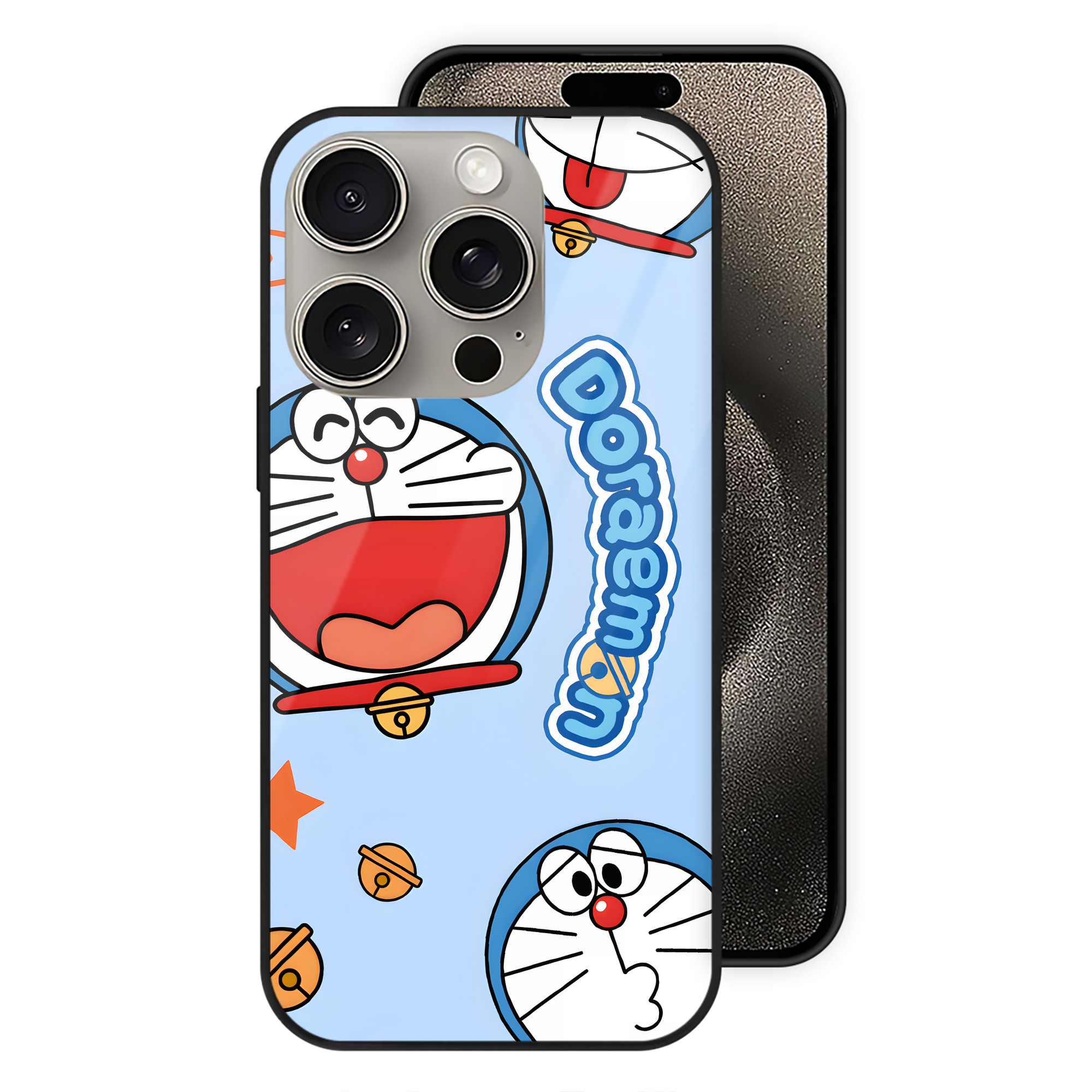 （画像用） ドラえもん Doraemon 【iPhone15Pro対応】スマホケース 耐衝撃＆黄変防止 背面ガラス