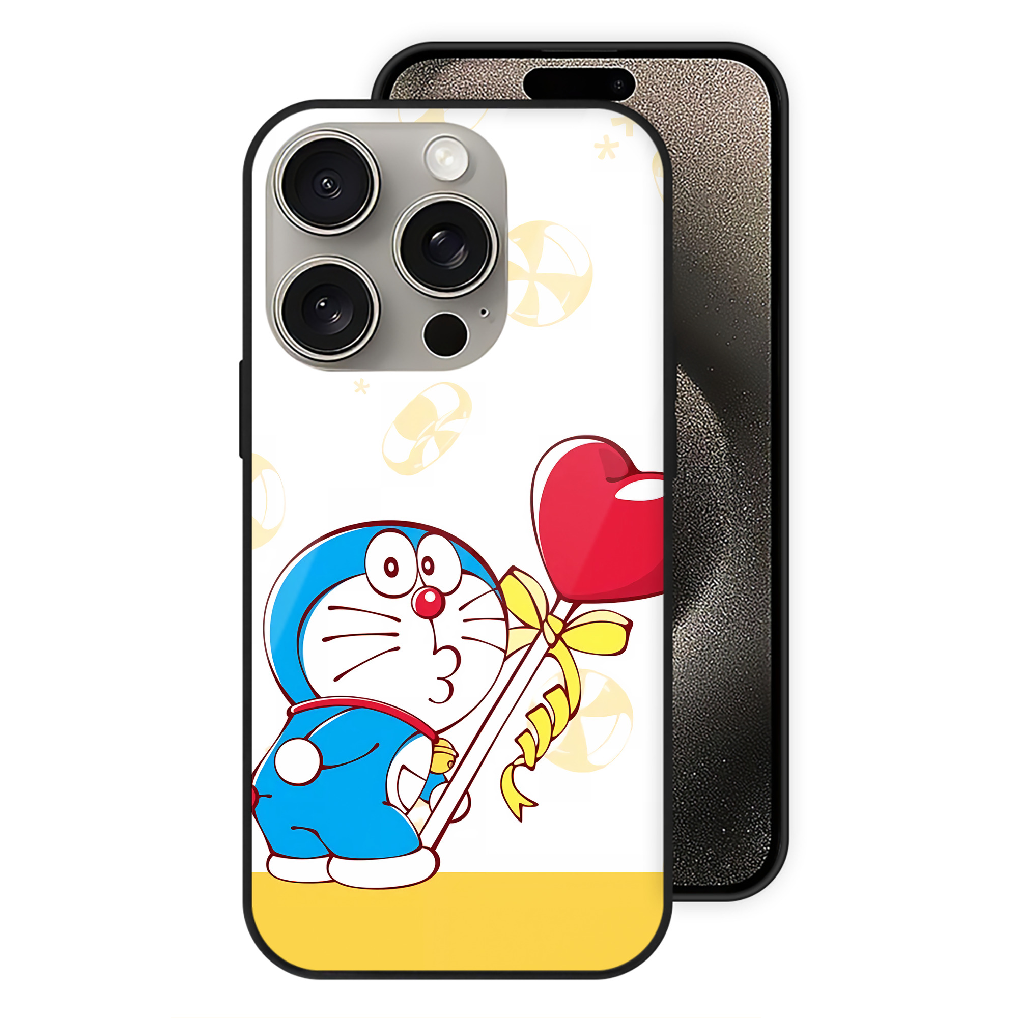 （画像用） ドラえもん Doraemon 【iPhone15Pro対応】スマホケース 耐衝撃＆黄変防止 背面ガラス