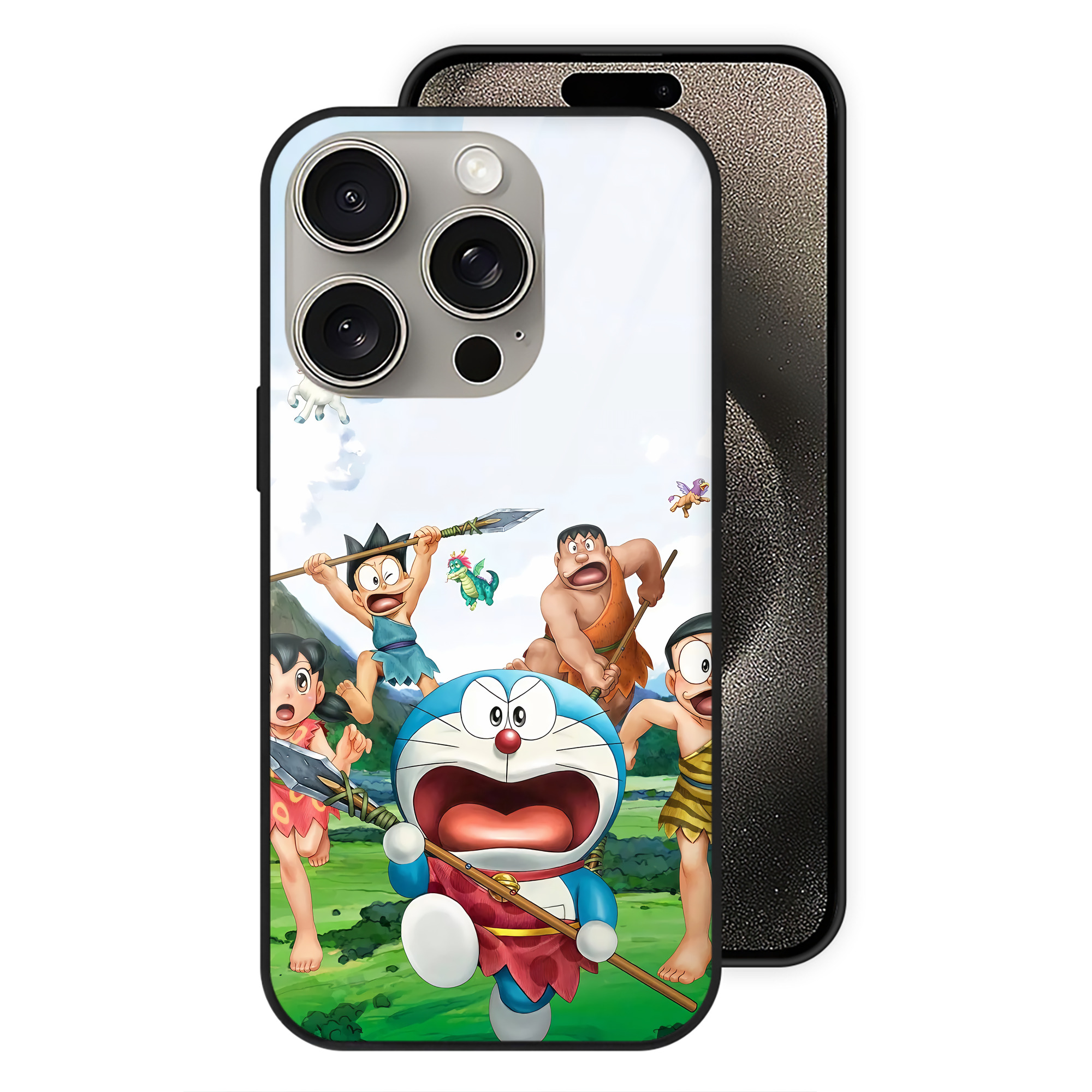 （画像用） ドラえもん Doraemon 【iPhone15Pro対応】スマホケース 耐衝撃＆黄変防止 背面ガラス