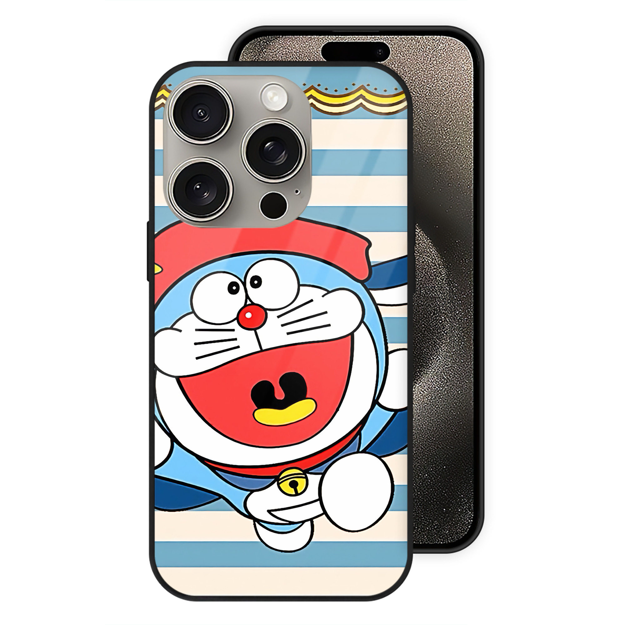 （画像用） ドラえもん Doraemon 【iPhone15Pro対応】スマホケース 耐衝撃＆黄変防止 背面ガラス