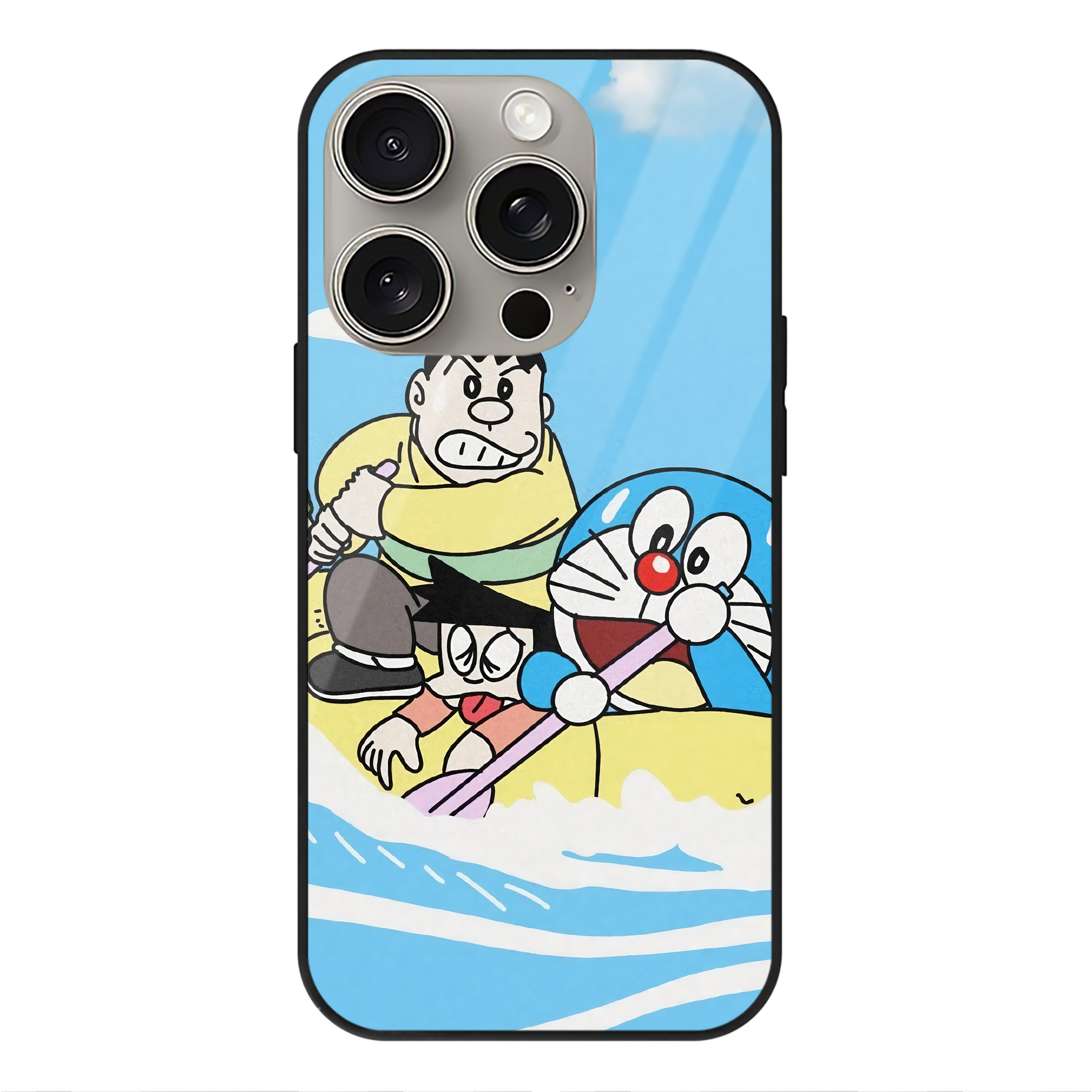 （画像用） ドラえもん Doraemon 【iPhone15Pro対応】スマホケース 耐衝撃＆黄変防止 背面ガラス